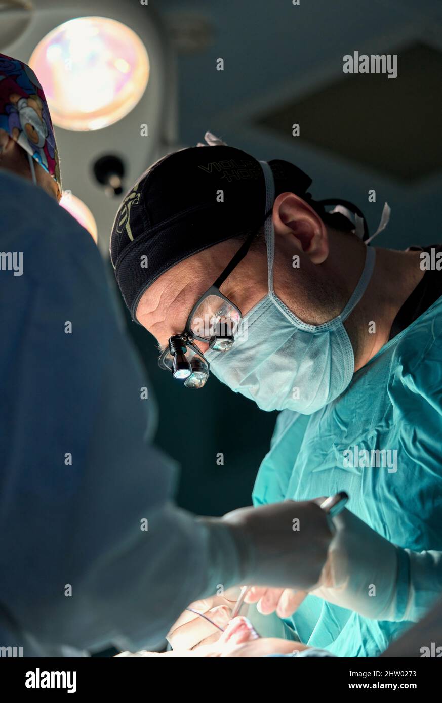 In the hospital operating room. An international team of professional ...