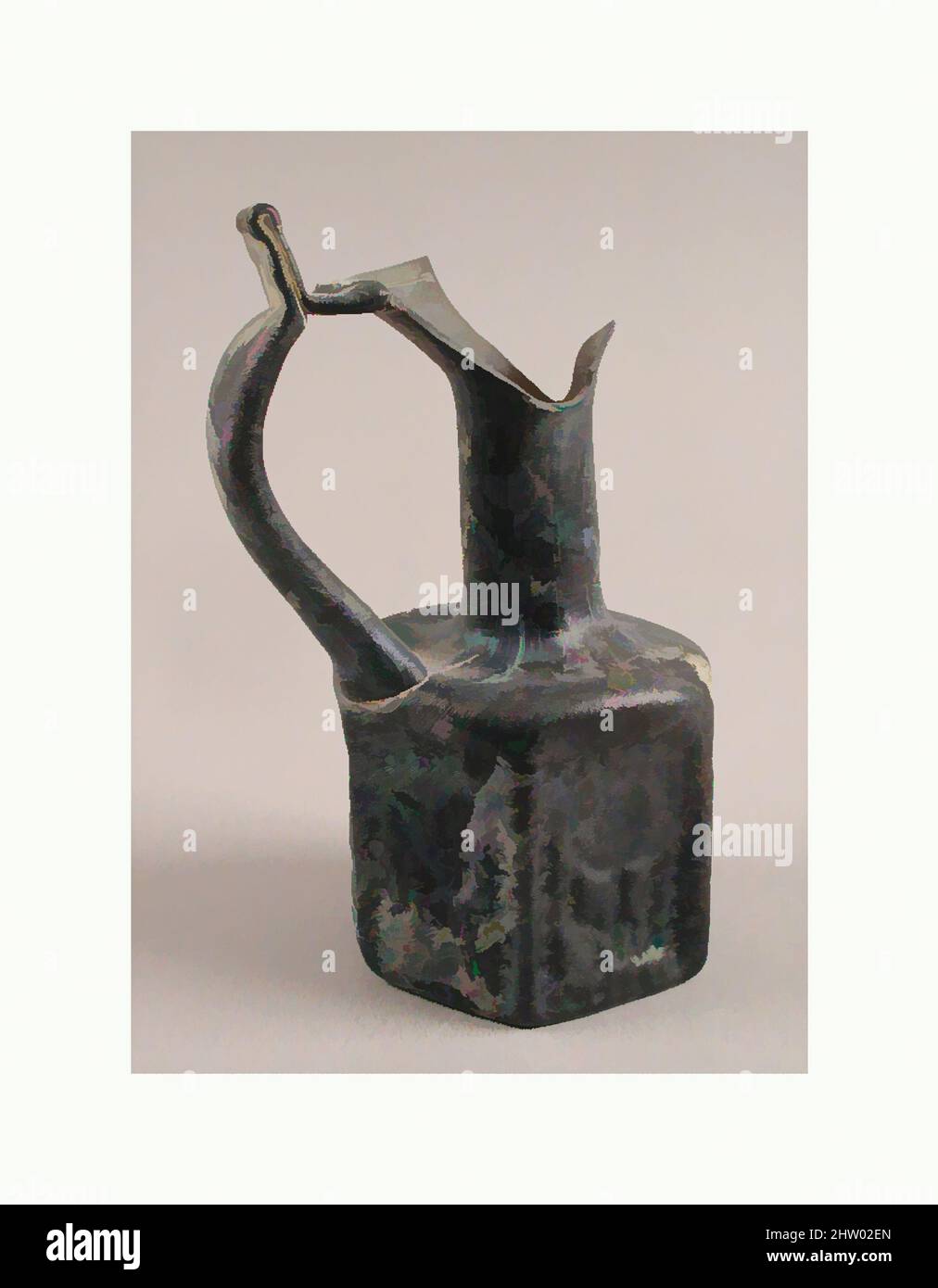 Art inspired by Jug, 6th–7th century, Jewish, Glass, Overall: 5 13/16 x 4 x 2 5/8 in. (14.7 x 10.1 x 6.7 cm), Glass-Vessels, Classic works modernized by Artotop with a splash of modernity. Shapes, color and value, eye-catching visual impact on art. Emotions through freedom of artworks in a contemporary way. A timeless message pursuing a wildly creative new direction. Artists turning to the digital medium and creating the Artotop NFT Stock Photo