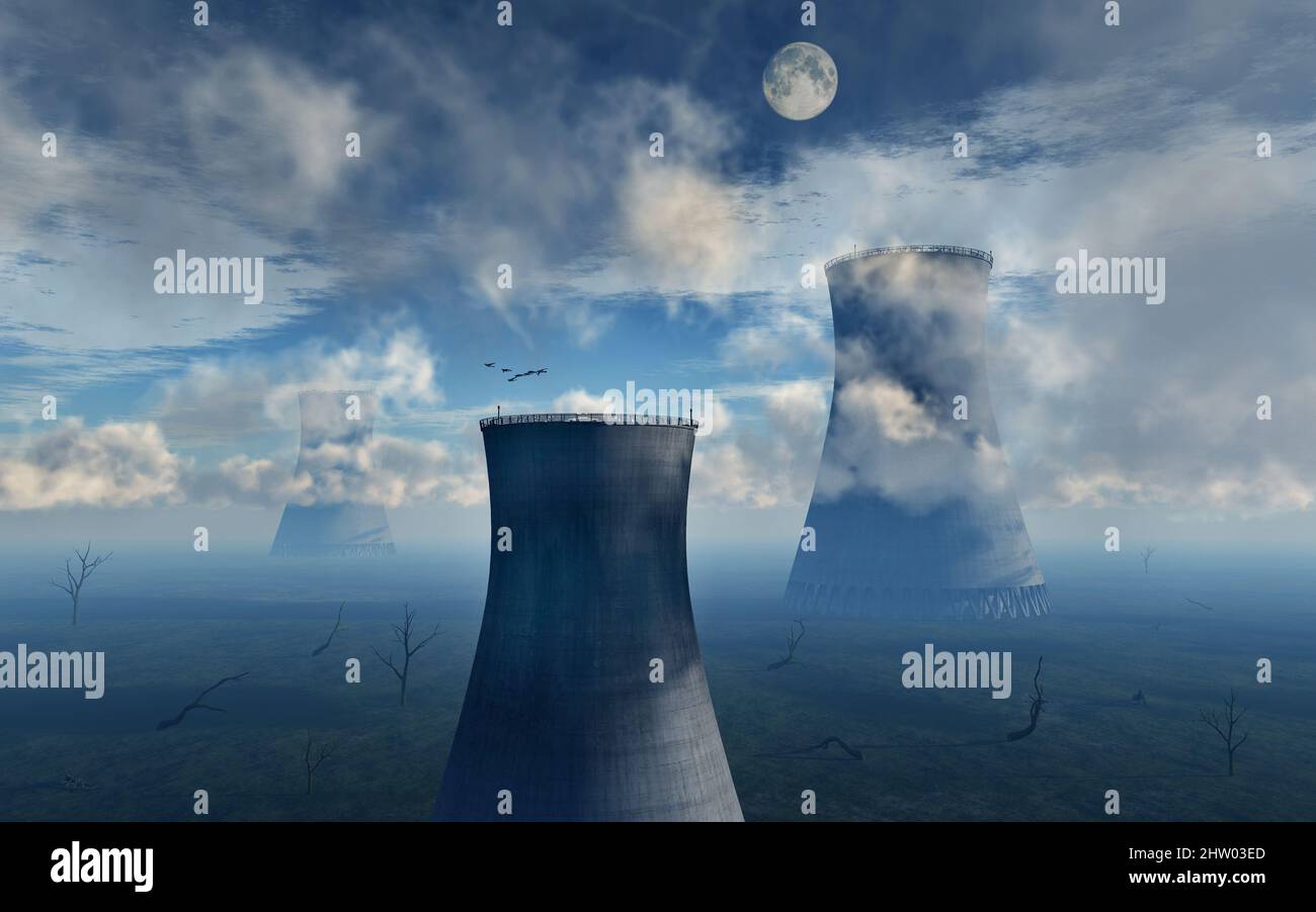 Nuclear Chimneys Stock Photo