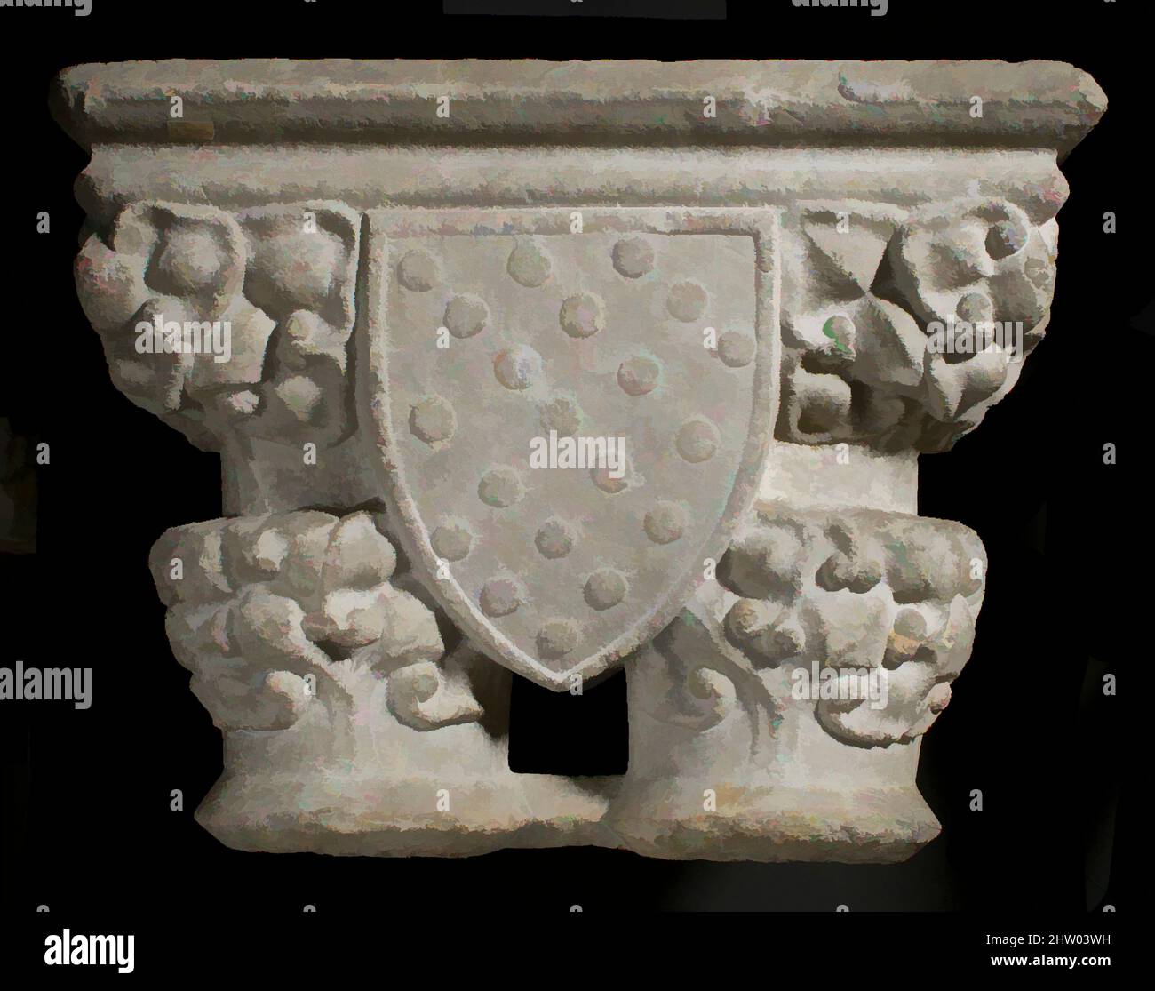 Art inspired by Double Capital, late 13th–early 14th century, Made in Pyrénées, French, White marble, Overall: 23 1/4 x 17 1/2 x 13 3/4 in. (59.1 x 44.5 x 34.9 cm), Sculpture-Architectural, Classic works modernized by Artotop with a splash of modernity. Shapes, color and value, eye-catching visual impact on art. Emotions through freedom of artworks in a contemporary way. A timeless message pursuing a wildly creative new direction. Artists turning to the digital medium and creating the Artotop NFT Stock Photo