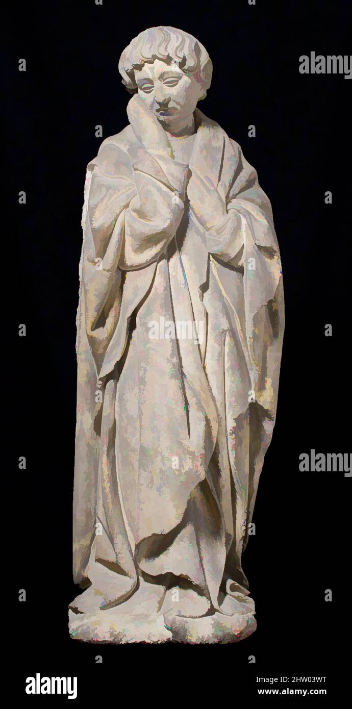 Art inspired by Saint John the Evangelist, 1425–50, Made in Burgundy, France, French, Stone, H: 32 1/4 in. (81. 9 cm), Sculpture, Classic works modernized by Artotop with a splash of modernity. Shapes, color and value, eye-catching visual impact on art. Emotions through freedom of artworks in a contemporary way. A timeless message pursuing a wildly creative new direction. Artists turning to the digital medium and creating the Artotop NFT Stock Photo
