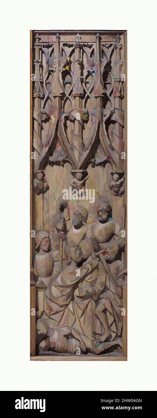 Art inspired by Panel with the Kiss of Judas, early 16th century, Made in Normandy, France, French, Oak, Overall: 35 1/2 x 10 1/2 in. (90.2 x 26.7 cm), Woodwork-Architectural, Classic works modernized by Artotop with a splash of modernity. Shapes, color and value, eye-catching visual impact on art. Emotions through freedom of artworks in a contemporary way. A timeless message pursuing a wildly creative new direction. Artists turning to the digital medium and creating the Artotop NFT Stock Photo