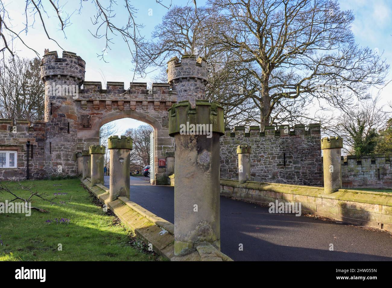 Entrance gate to Hawarden Park, in Hawarden North Wales Stock Photo Alamy