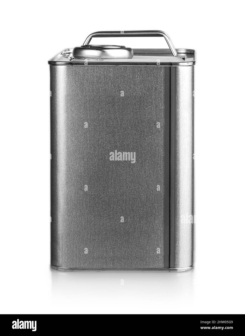 Metal container for motor oil on white background Stock Photo Alamy