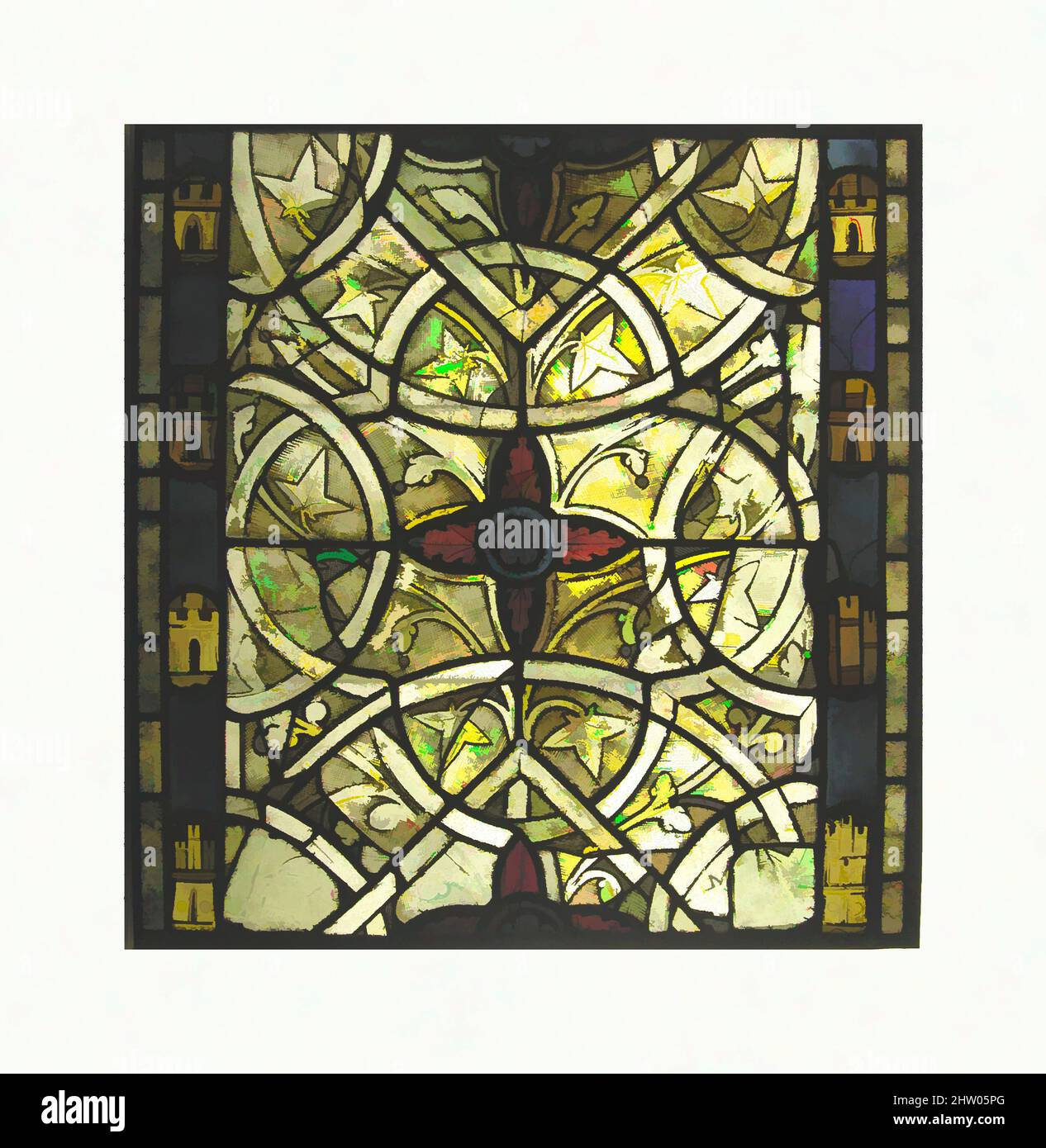 Art inspired by Grisaille Panel, ca. 1265, Made in Rouen, Normandy, France, French, White glass, pot-metal glass, and vitreous paint, Overall: 23 1/4 x 20 11/16 in. (59 x 52.6 cm), Glass-Stained, These grisaille panels are part of a set of eight once in three different chapels at the, Classic works modernized by Artotop with a splash of modernity. Shapes, color and value, eye-catching visual impact on art. Emotions through freedom of artworks in a contemporary way. A timeless message pursuing a wildly creative new direction. Artists turning to the digital medium and creating the Artotop NFT Stock Photo