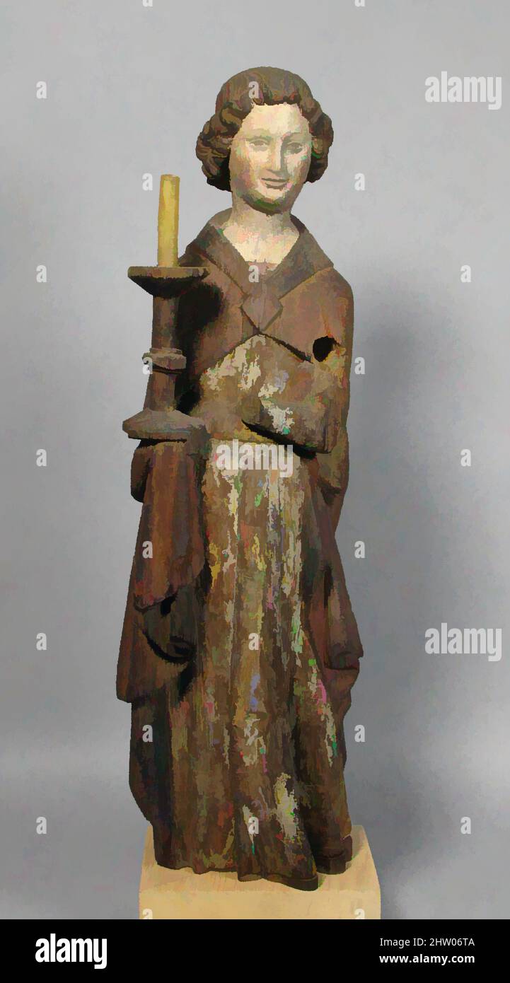 Art inspired by Angel, late 13th century, French, Wood, paint, H: 26 1/2' (67.3cm), Sculpture-Wood, Classic works modernized by Artotop with a splash of modernity. Shapes, color and value, eye-catching visual impact on art. Emotions through freedom of artworks in a contemporary way. A timeless message pursuing a wildly creative new direction. Artists turning to the digital medium and creating the Artotop NFT Stock Photo