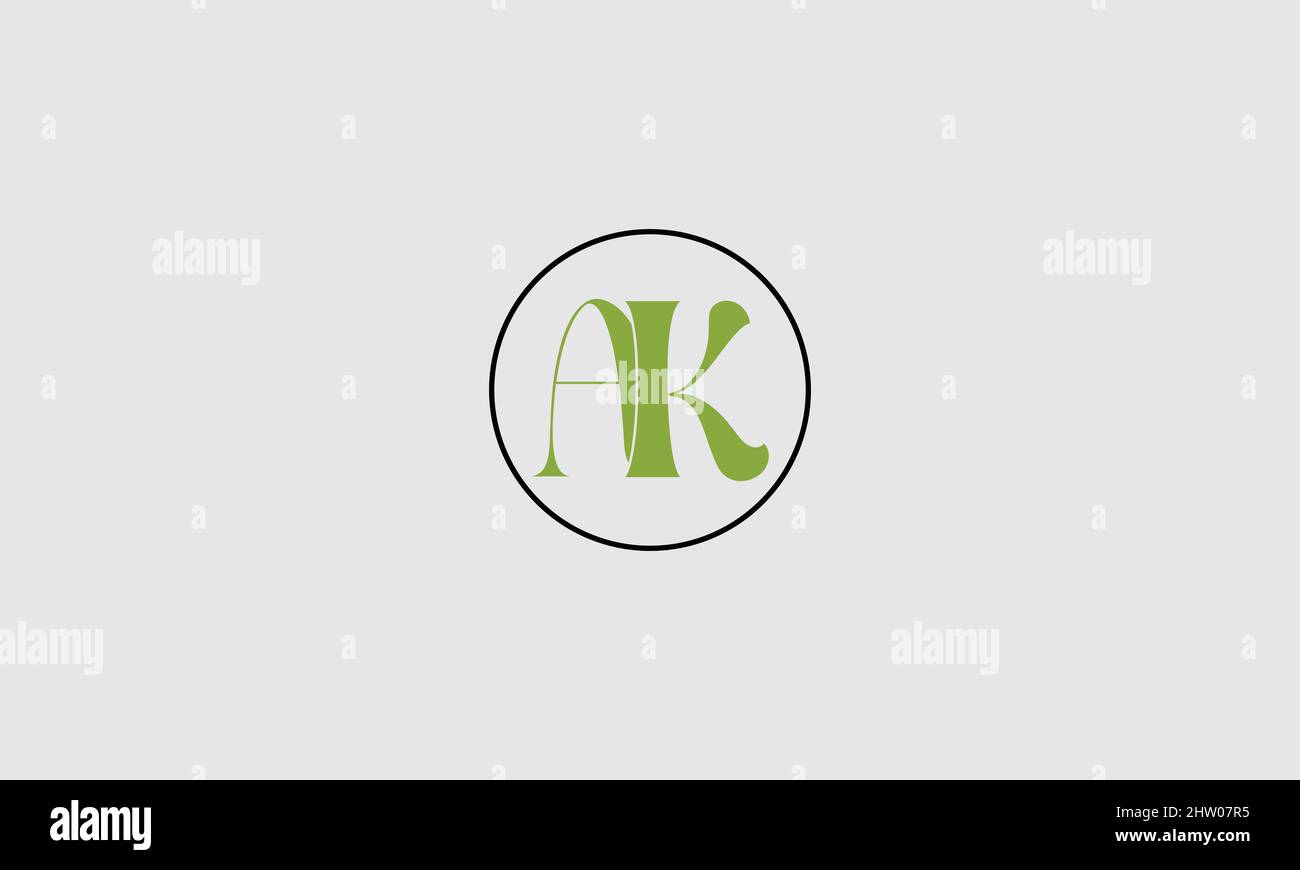 Cursive letter AK creative icon design with a circle Stock Vector