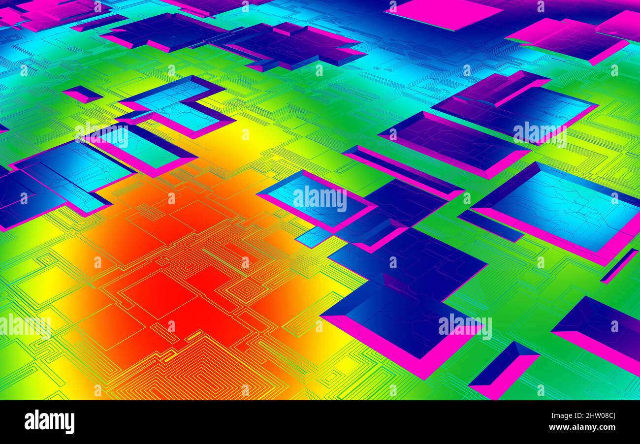 Abstract colorful sci-fi surface. 3D rendering Stock Photo - Alamy