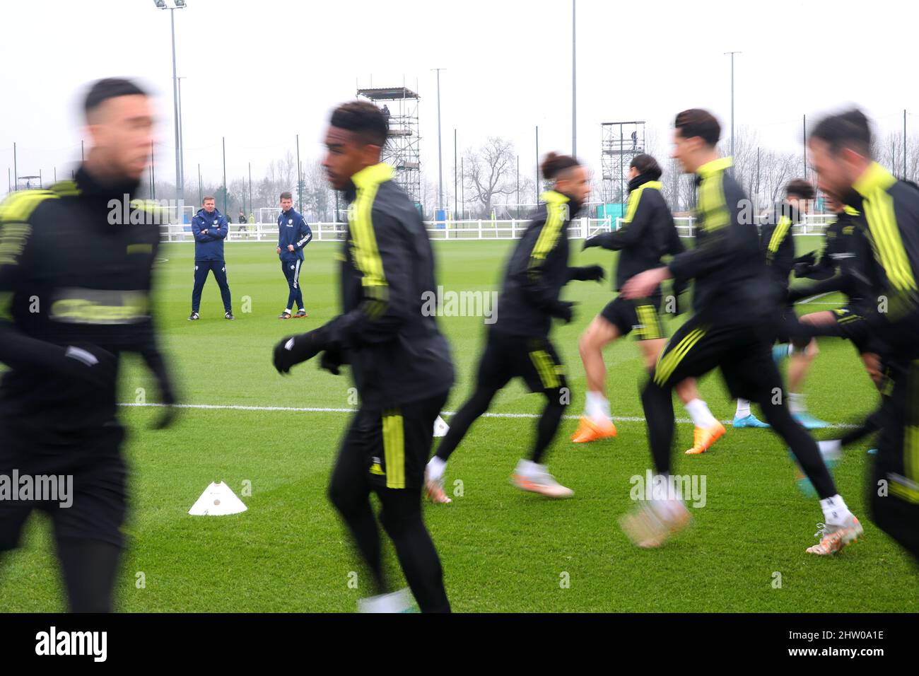 Leeds United players during a training session at Thorp Arch Training