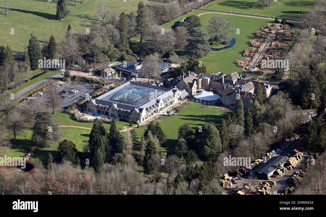 aerial view of Grantley Hall, Ripon, North Yorkshire Stock Photo