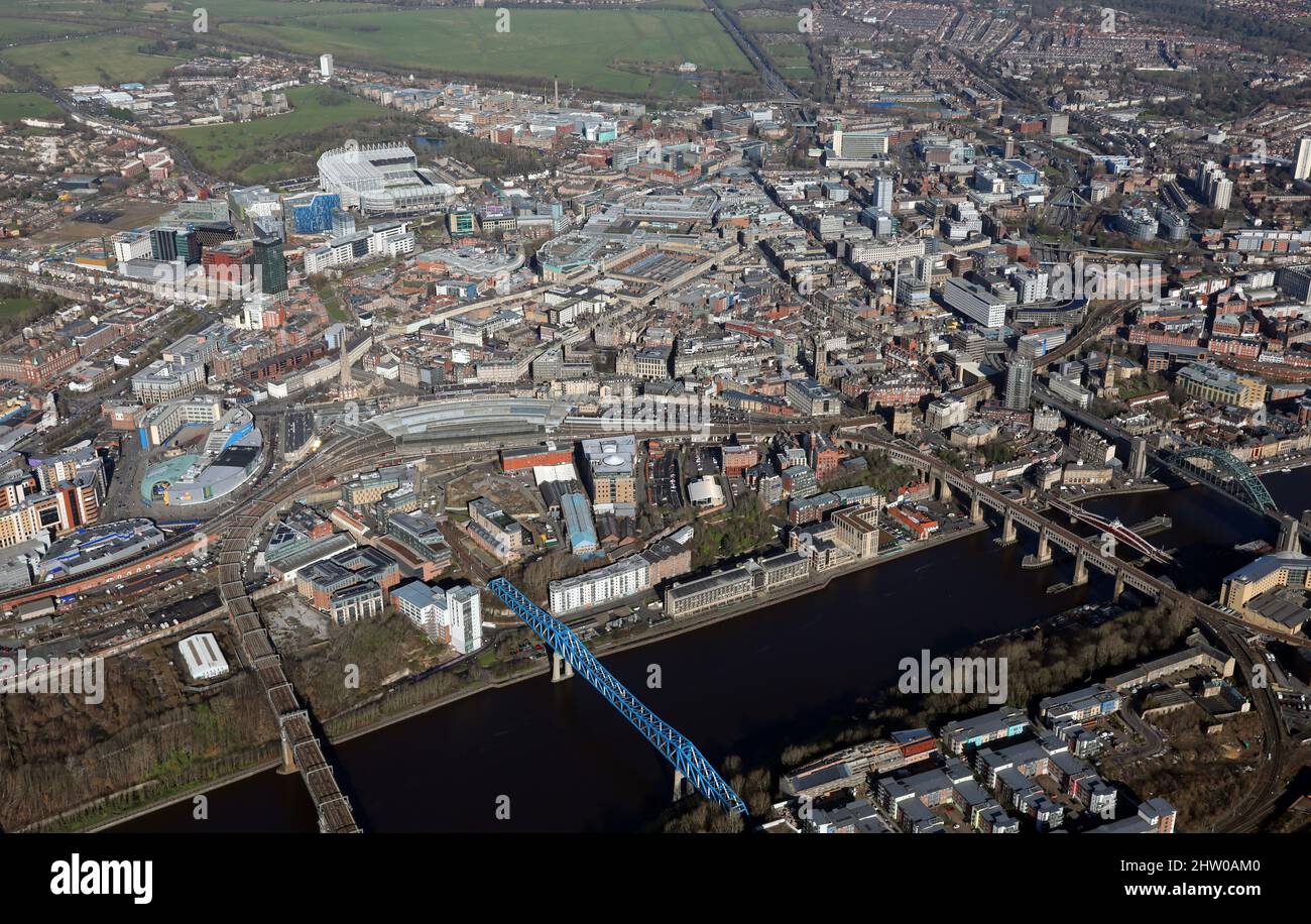 aerial view of Newcastle-upon-Tyne city centre, Tyne & Wear, UK Stock Photo