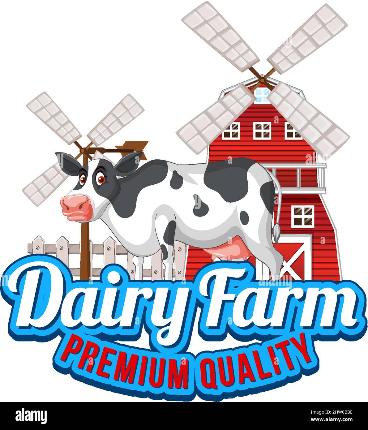 A cow with a Dairy farm label illustration Stock Vector Image & Art - Alamy