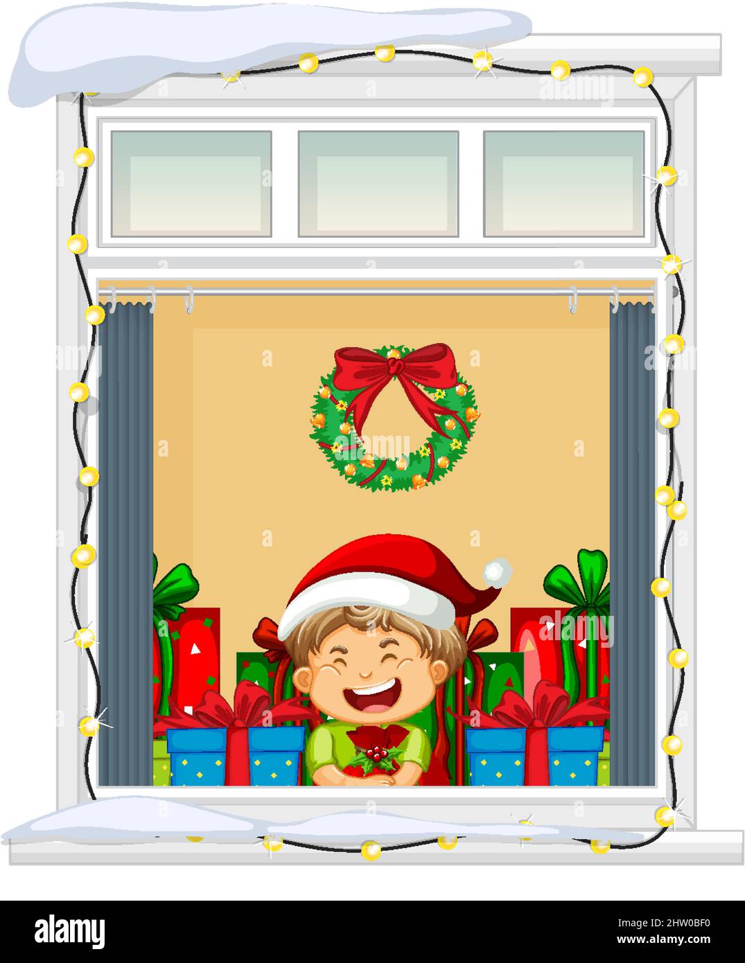 View through the window of cartoon character in Christmas theme  illustration Stock Vector Image & Art - Alamy