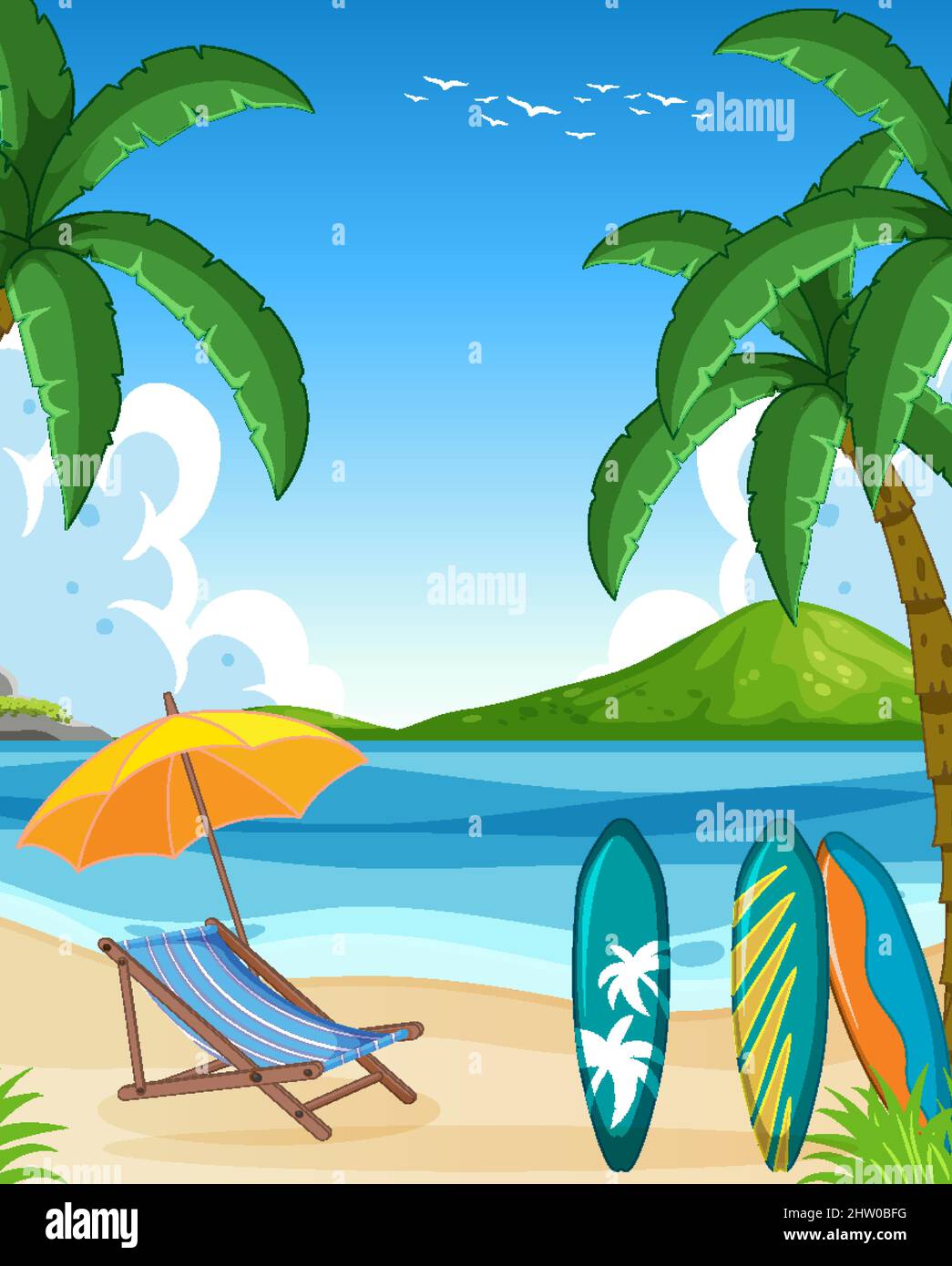 Summer vacation on the beach background illustration Stock Vector Image ...