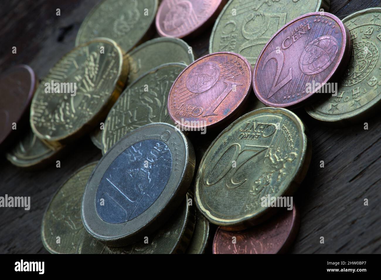 small coppered euro cent coin Stock Photo
