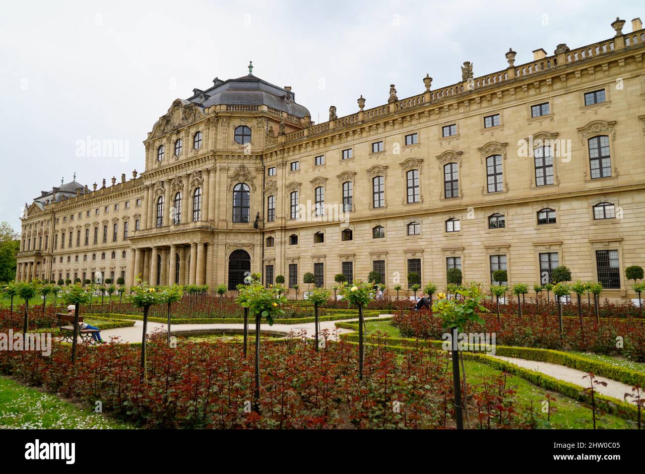 The Wuerzburg Residence with the Court Gardens and Residence Square (palace in Wuerzburg, Bavaria, Germany) Stock Photo