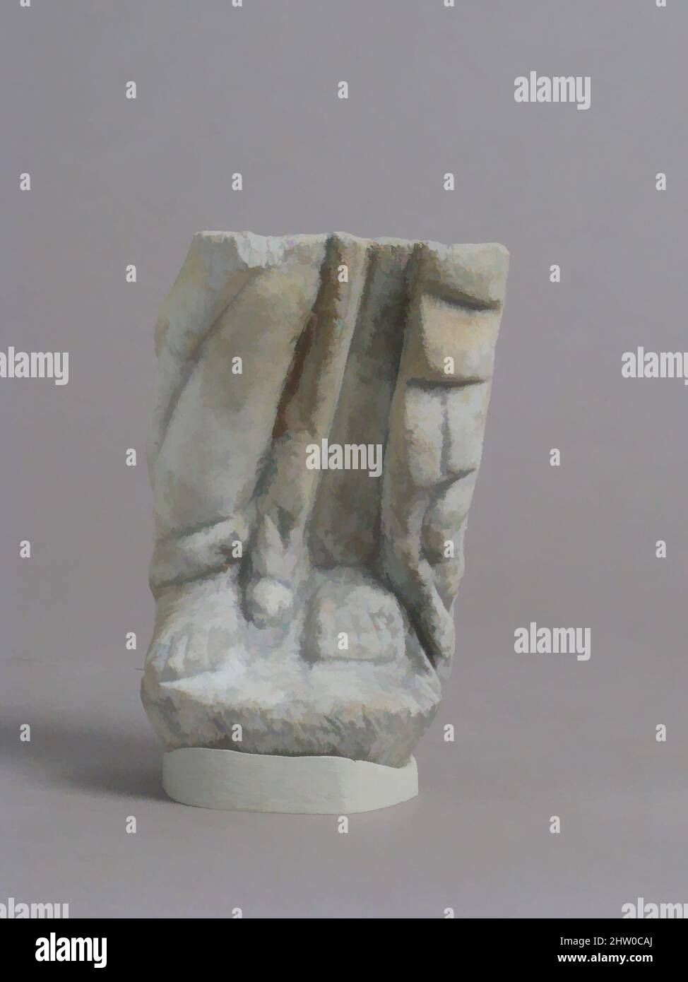 Art inspired by Lower Legs Fragment, 4th–7th century, Made in Kharga Oasis, Byzantine Egypt, Coptic, Marble, Overall: 4 3/16 x 2 11/16 x 2 1/8 in. (10.7 x 6.9 x 5.4 cm), Sculpture-Stone, Classic works modernized by Artotop with a splash of modernity. Shapes, color and value, eye-catching visual impact on art. Emotions through freedom of artworks in a contemporary way. A timeless message pursuing a wildly creative new direction. Artists turning to the digital medium and creating the Artotop NFT Stock Photo