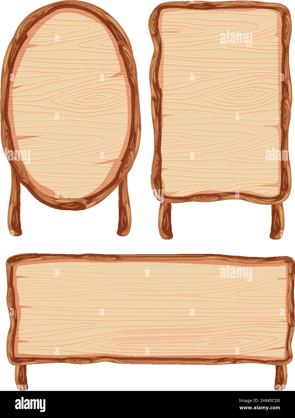 Set of wooden sign banner illustration Stock Vector Image & Art - Alamy