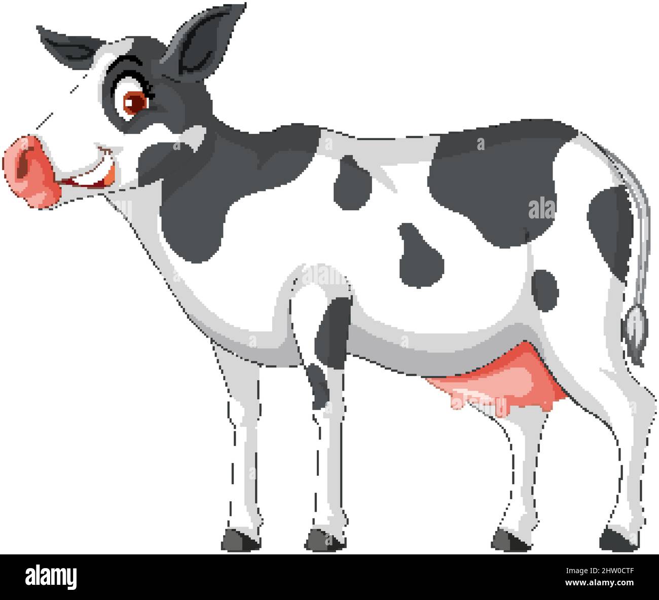 Dairy cow standing cartoon character illustration Stock Vector Image
