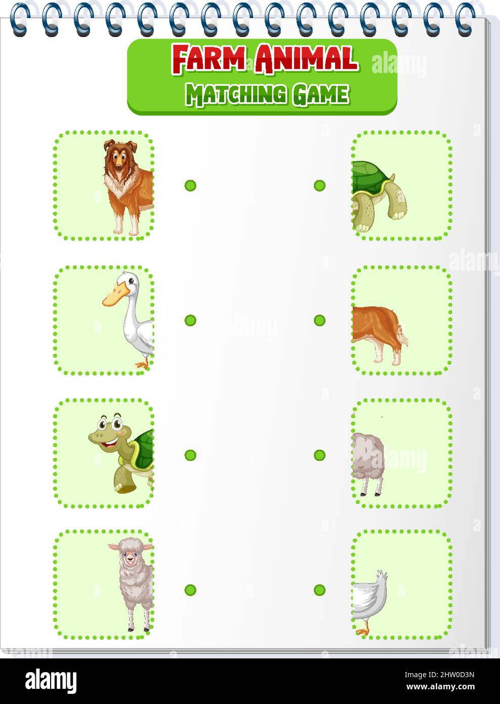 Matching Farm animal shadow worksheet illustration Stock Vector Image ...