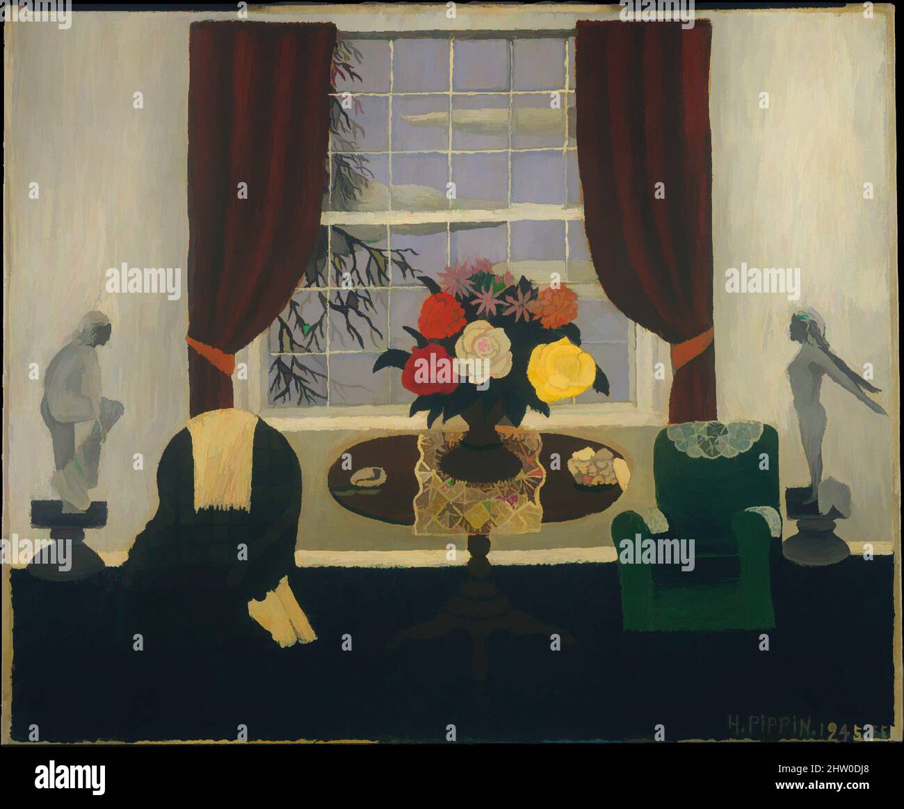 Art inspired by Victorian Interior I, 1945, Oil on canvas, 20 x 24 in. (50.8 x 61 cm), Paintings, Horace Pippin (American, West Chester, Pennsylvania 1888–1946 West Chester, Pennsylvania, Classic works modernized by Artotop with a splash of modernity. Shapes, color and value, eye-catching visual impact on art. Emotions through freedom of artworks in a contemporary way. A timeless message pursuing a wildly creative new direction. Artists turning to the digital medium and creating the Artotop NFT Stock Photo
