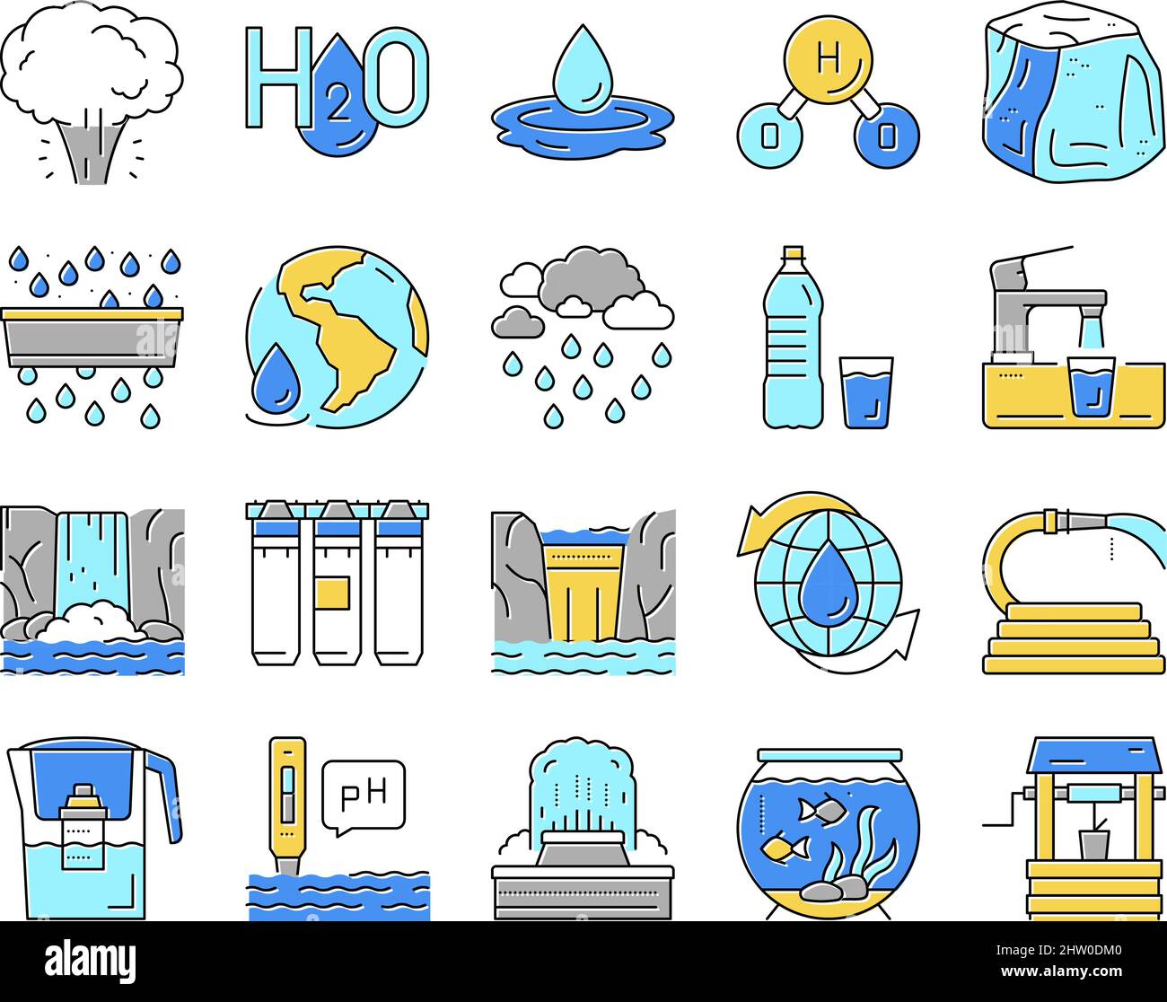 Water Purification Collection Icons Set Vector Stock Vector Image & Art ...