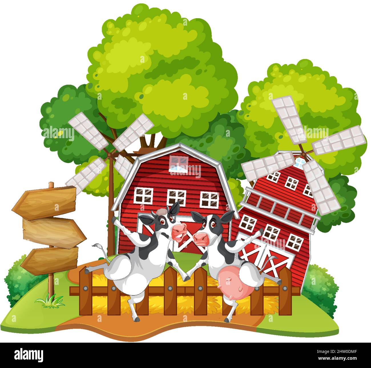 Scene with farm animal on the farm illustration Stock Vector Image ...