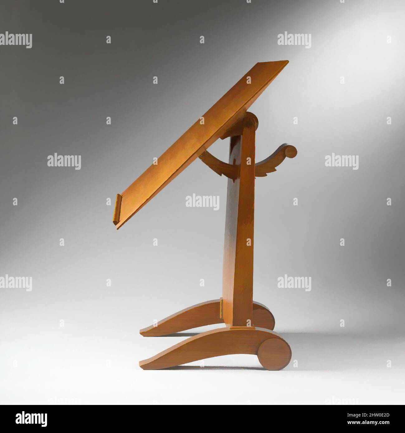 Art inspired by Cla-Cla' Table, ca. 1926, Oak, Base: H. 26 3/4, W. 18 1/2, D. 16 5/16 in. (67.9 x 47 x 41.4 cm), Furniture, Émile-Jacques Ruhlmann (French, Paris 1879–1933 Paris, Classic works modernized by Artotop with a splash of modernity. Shapes, color and value, eye-catching visual impact on art. Emotions through freedom of artworks in a contemporary way. A timeless message pursuing a wildly creative new direction. Artists turning to the digital medium and creating the Artotop NFT Stock Photo