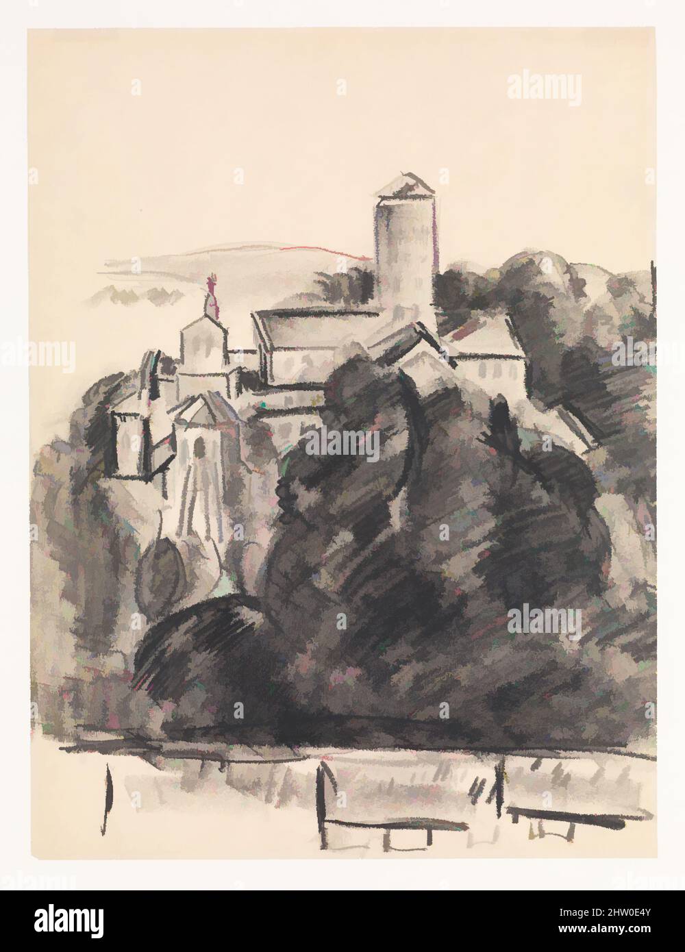 Art inspired by The Cloisters, ca. 1940, Crayon on paper, 16 x 12 1/4 in. (40.6 x 31.1 cm), Drawings, Marsden Hartley (American, Lewiston, Maine 1877–1943 Ellsworth, Maine, Classic works modernized by Artotop with a splash of modernity. Shapes, color and value, eye-catching visual impact on art. Emotions through freedom of artworks in a contemporary way. A timeless message pursuing a wildly creative new direction. Artists turning to the digital medium and creating the Artotop NFT Stock Photo