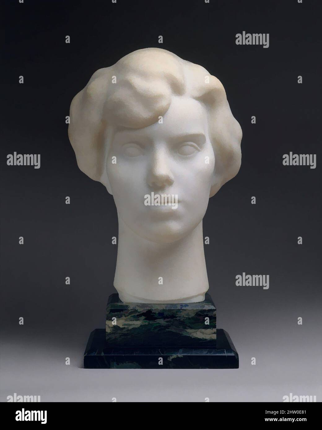 Art inspired by Antoinette Kraushaar, 1923, Marble, 12 1/4 x 8 1/4 x 9 1/ 2 in. (31.1 x 21 x 24.1 cm) not including base., Sculpture, Gaston Lachaise (American (born France) 1882–1935, Classic works modernized by Artotop with a splash of modernity. Shapes, color and value, eye-catching visual impact on art. Emotions through freedom of artworks in a contemporary way. A timeless message pursuing a wildly creative new direction. Artists turning to the digital medium and creating the Artotop NFT Stock Photo