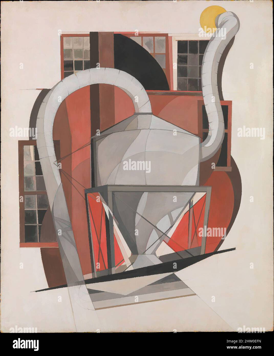 Art inspired by Machinery, 1920, Gouache and graphite on paperboard (Beaver Board), 24 x 19 7/8 in. (61 x 50.5 cm), Drawings, Charles Demuth (American, Lancaster, Pennsylvania 1883–1935 Lancaster, Pennsylvania), This painting was first shown in an exhibition of Demuth's works titled, Classic works modernized by Artotop with a splash of modernity. Shapes, color and value, eye-catching visual impact on art. Emotions through freedom of artworks in a contemporary way. A timeless message pursuing a wildly creative new direction. Artists turning to the digital medium and creating the Artotop NFT Stock Photo