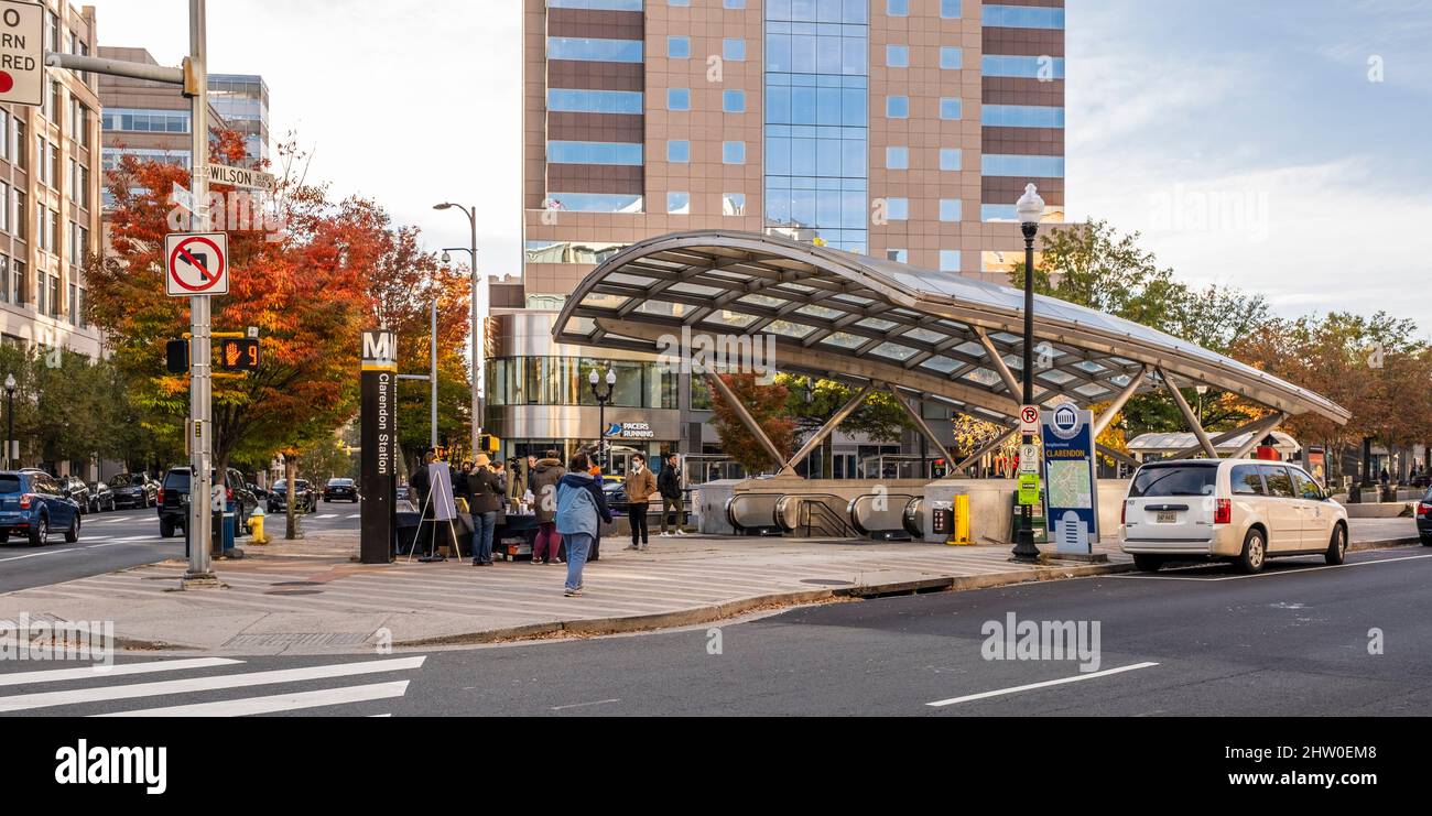 Arlington, Virginia. Entrance to the Clarendon Metro Station. Stock Photo