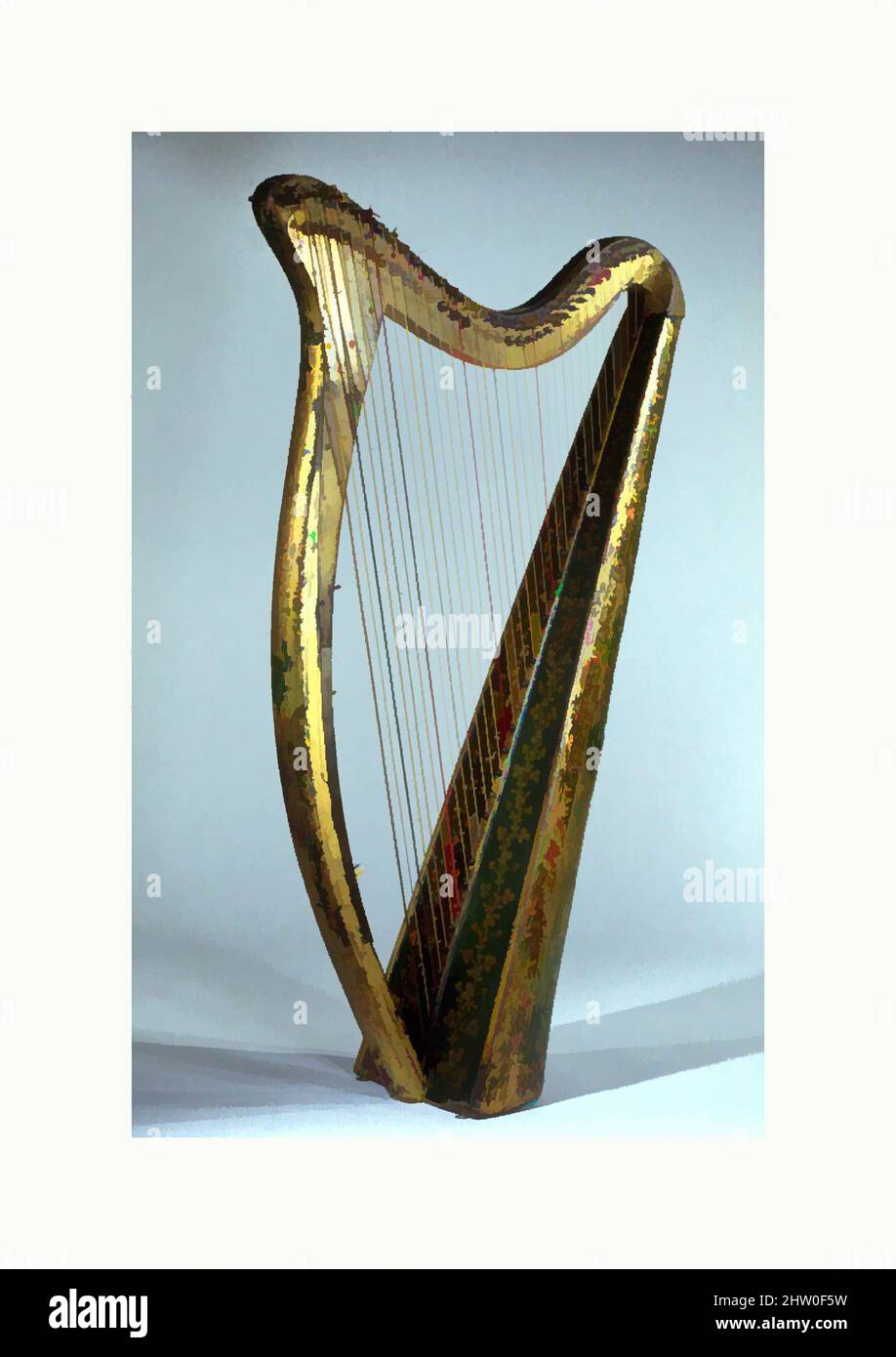 Art inspired by Portable Harp, 1819, Dublin, Ireland, Irish, Wood, various materials, Height: extreme 91.0 cm., Length of pillar 87.0 cm., Soundboard: resonating length 82.6 cm., greatest width 21.2 cm.;, Chordophone-Harp, John Egan (active ca. 1804–1841, Classic works modernized by Artotop with a splash of modernity. Shapes, color and value, eye-catching visual impact on art. Emotions through freedom of artworks in a contemporary way. A timeless message pursuing a wildly creative new direction. Artists turning to the digital medium and creating the Artotop NFT Stock Photo