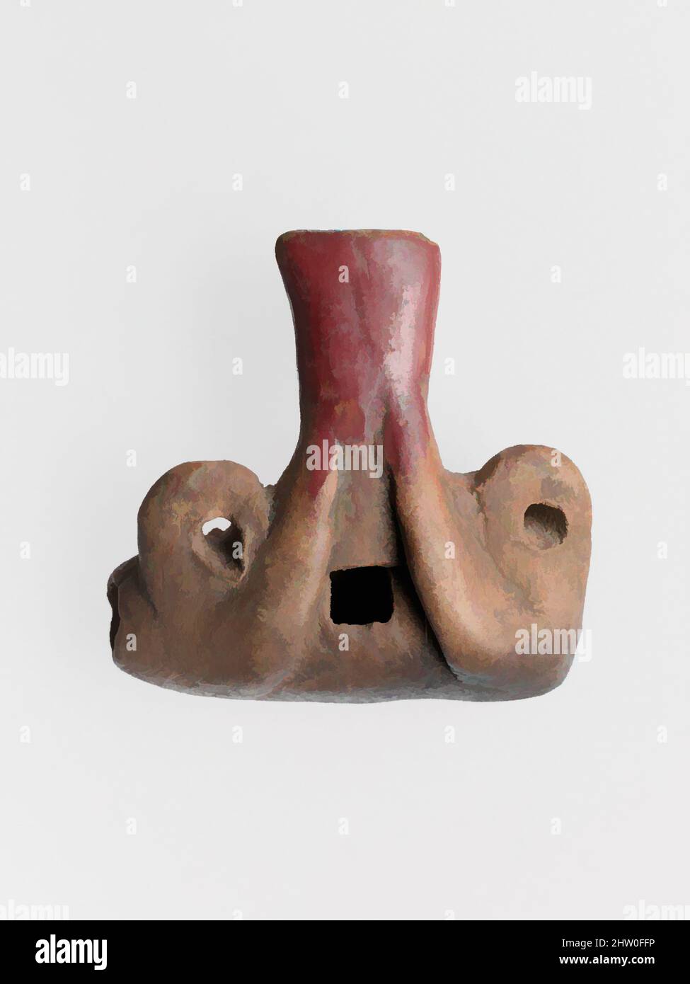 Art inspired by Pottery Whistle, Pre-Columbian, ca. 900–1500, San Sebastian, Texcoco, Mexico, Mexican, Clay, Aerophone-Whistle Flute-whistle, Classic works modernized by Artotop with a splash of modernity. Shapes, color and value, eye-catching visual impact on art. Emotions through freedom of artworks in a contemporary way. A timeless message pursuing a wildly creative new direction. Artists turning to the digital medium and creating the Artotop NFT Stock Photo