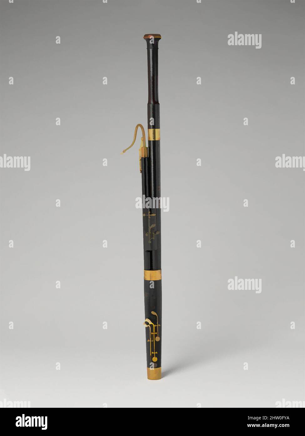 Art inspired by Bassoon, 1870, Paris, France, French, Maple, grenadilla, brass with gold wash, H. 130.8 cm (51 1/2 in.), Aerophone-Reed Vibrated-double reed, Frederic Triebert (1810–beginning 20th century, Classic works modernized by Artotop with a splash of modernity. Shapes, color and value, eye-catching visual impact on art. Emotions through freedom of artworks in a contemporary way. A timeless message pursuing a wildly creative new direction. Artists turning to the digital medium and creating the Artotop NFT Stock Photo