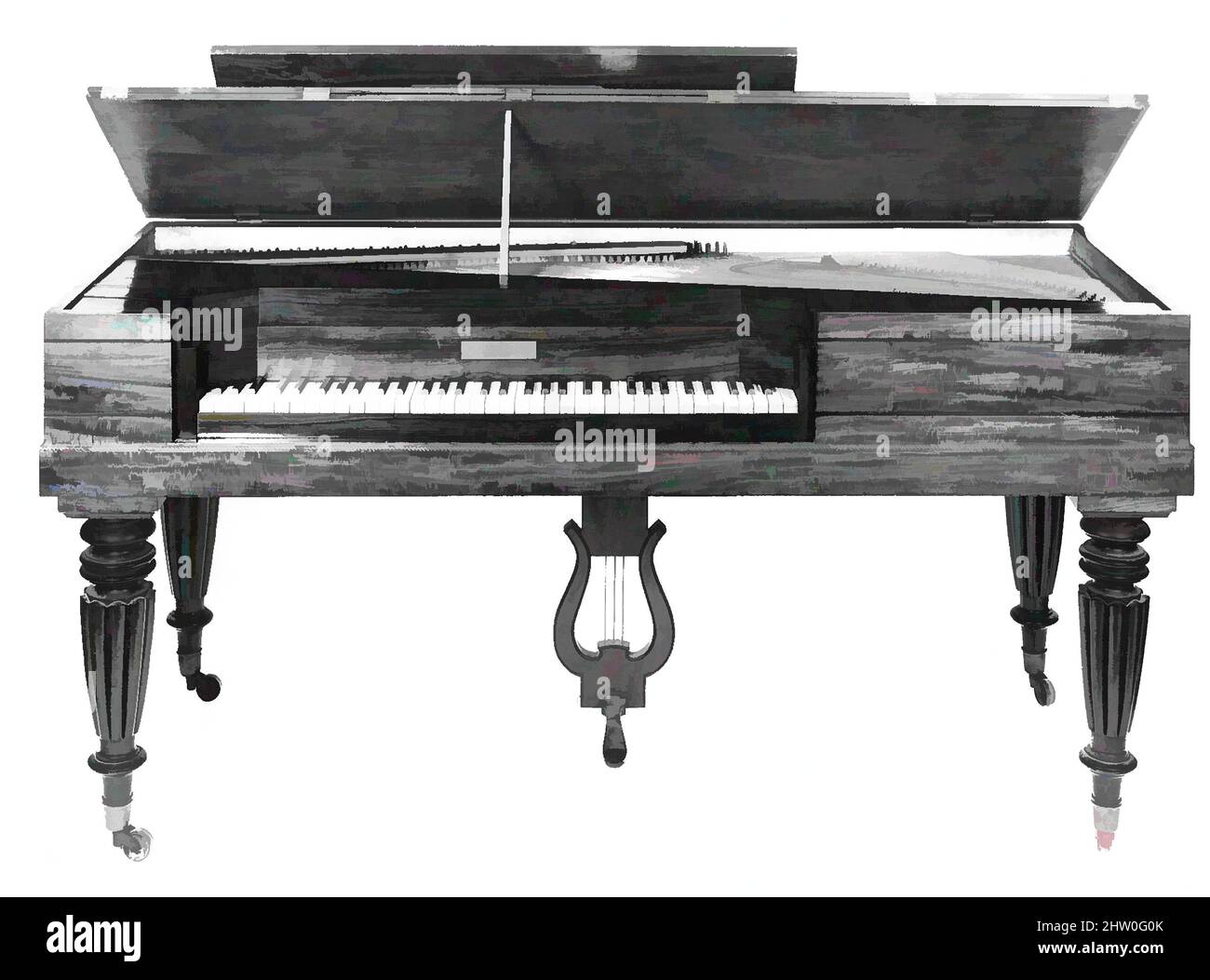 Art inspired by Square Piano, 1829, Boston, Massachusetts, United States, American, Wood, various materials, Case L: 70.9 cm (27-15/16 in.), Chordophone-Zither-struck-piano, Jonas Chickering (American, Mason Village, New Hampshire 1798–1853 Boston), Chickering was the first important, Classic works modernized by Artotop with a splash of modernity. Shapes, color and value, eye-catching visual impact on art. Emotions through freedom of artworks in a contemporary way. A timeless message pursuing a wildly creative new direction. Artists turning to the digital medium and creating the Artotop NFT Stock Photo