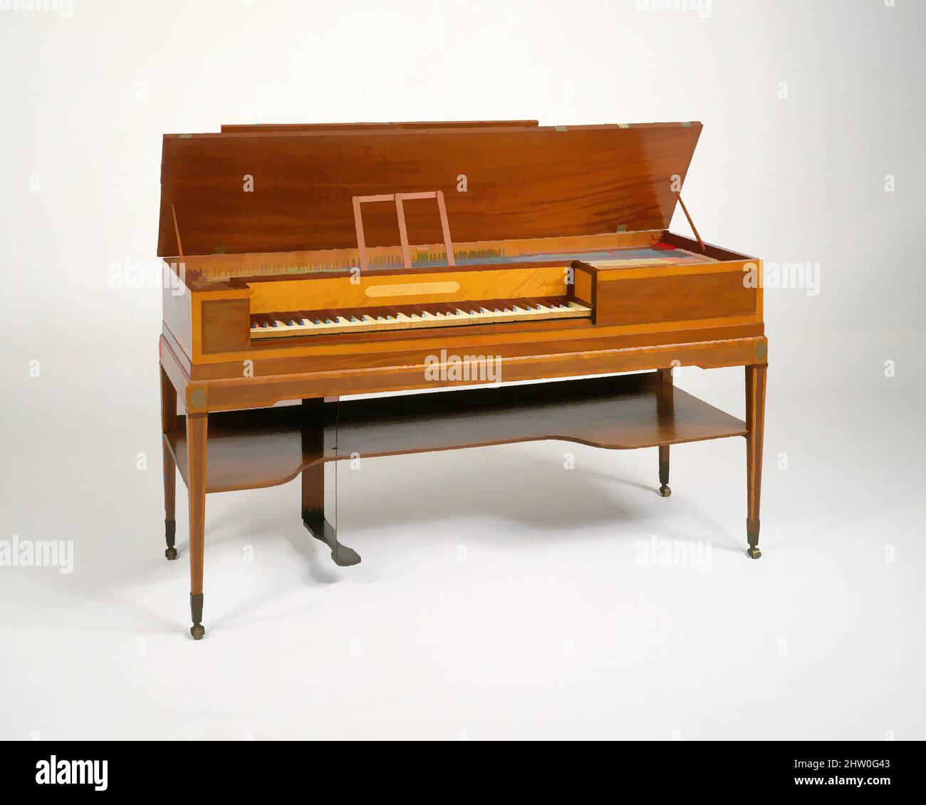 Art inspired by Square Piano, 1797, London, England, British, Mahogany veneer, boxwood, iron, brass, ivory, ebony, and various materials, Case length (perpendicular to keyboard): 57.3 cm (22 5/8 in.), Chordophone-Zither-struck-piano, John Broadwood & Sons, Based on the design of, Classic works modernized by Artotop with a splash of modernity. Shapes, color and value, eye-catching visual impact on art. Emotions through freedom of artworks in a contemporary way. A timeless message pursuing a wildly creative new direction. Artists turning to the digital medium and creating the Artotop NFT Stock Photo