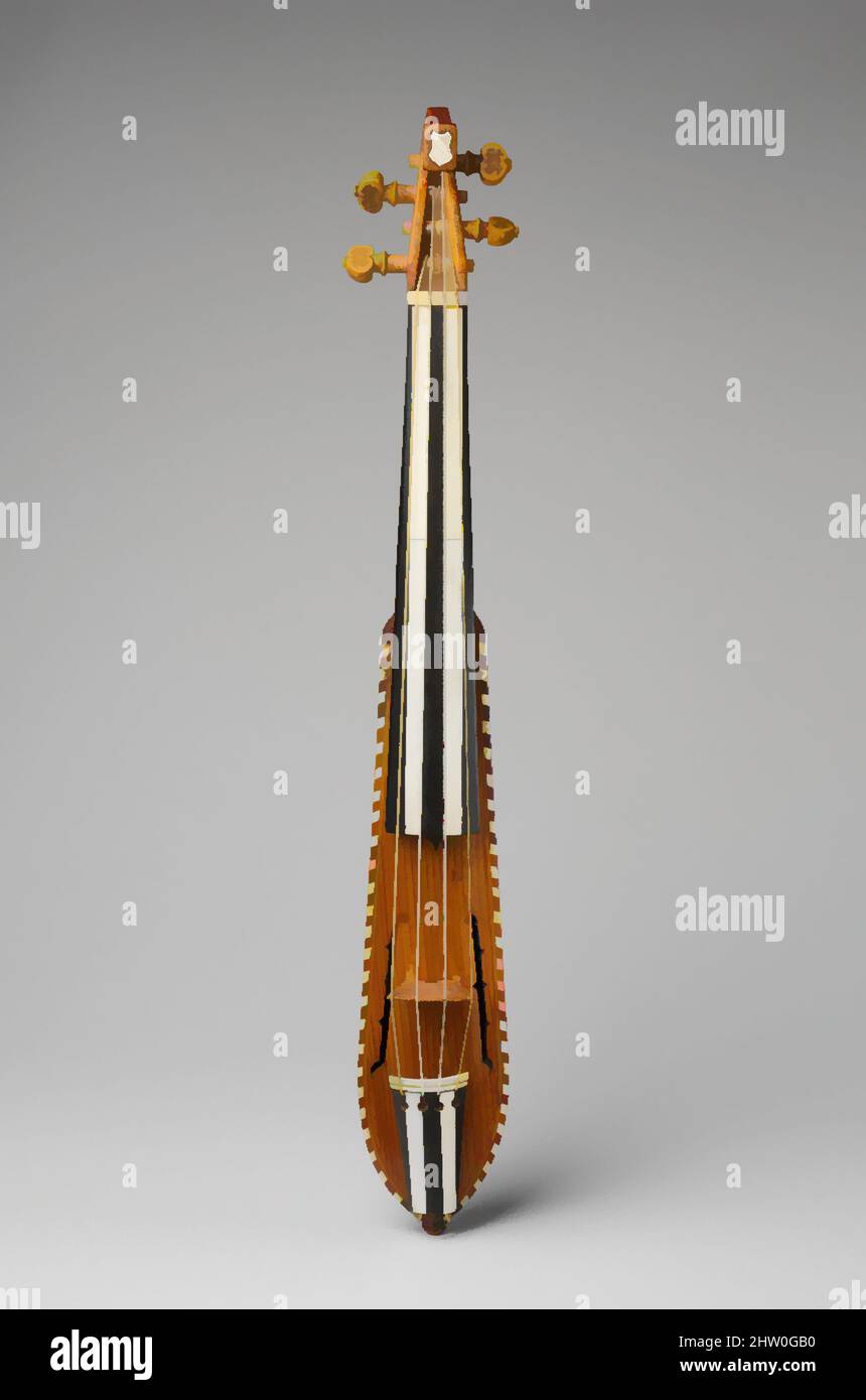 Art inspired by Pochette, ca. 1700–1799, France, French, Maple, ivory, ebony, Height: 16 1/2 in. (41.9 cm), Chordophone-Lute-bowed-unfretted, Classic works modernized by Artotop with a splash of modernity. Shapes, color and value, eye-catching visual impact on art. Emotions through freedom of artworks in a contemporary way. A timeless message pursuing a wildly creative new direction. Artists turning to the digital medium and creating the Artotop NFT Stock Photo