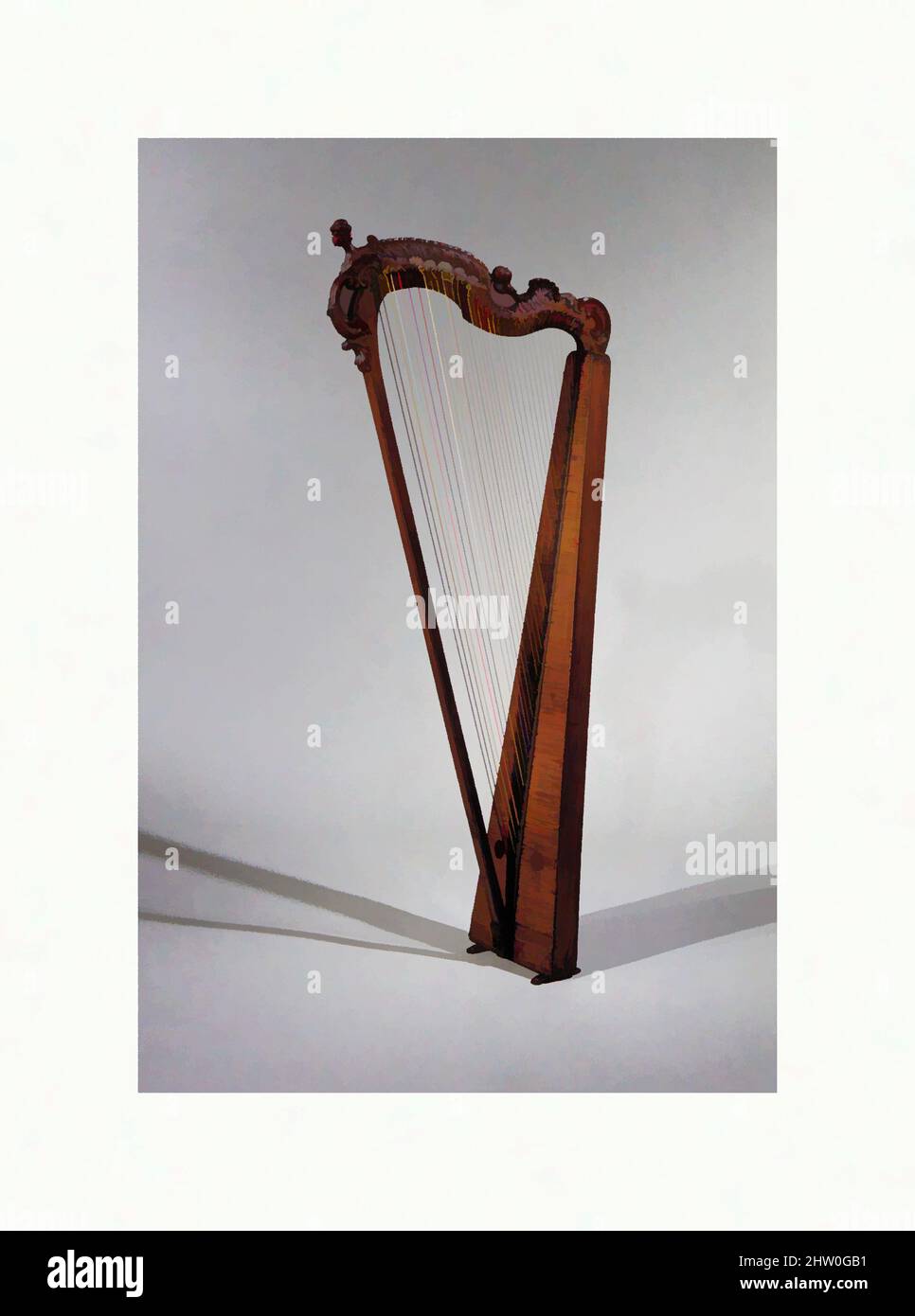 Art inspired by Gothic Harp, 18th century, Probably Germany, Probably German, Wood, metal, H. 55 11/16 x W. 10 13/16 in. (141.5 x 27.5 cm), Chordophone-Harp, Classic works modernized by Artotop with a splash of modernity. Shapes, color and value, eye-catching visual impact on art. Emotions through freedom of artworks in a contemporary way. A timeless message pursuing a wildly creative new direction. Artists turning to the digital medium and creating the Artotop NFT Stock Photo