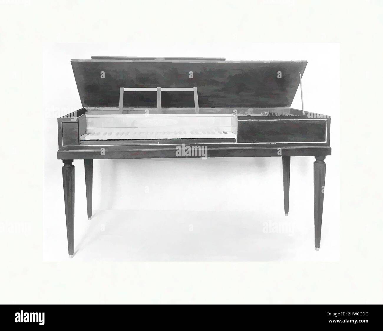 Art inspired by Square Piano, 1800, Paris, France, French, Wood, various materials, Overall: 148.4 x 55.5cm (58 7/16 x 21 7/8in.), Chordophone-Zither-struck-piano, Erard Freres et Co (Paris (1788) and London (1792) until 1826, Classic works modernized by Artotop with a splash of modernity. Shapes, color and value, eye-catching visual impact on art. Emotions through freedom of artworks in a contemporary way. A timeless message pursuing a wildly creative new direction. Artists turning to the digital medium and creating the Artotop NFT Stock Photo