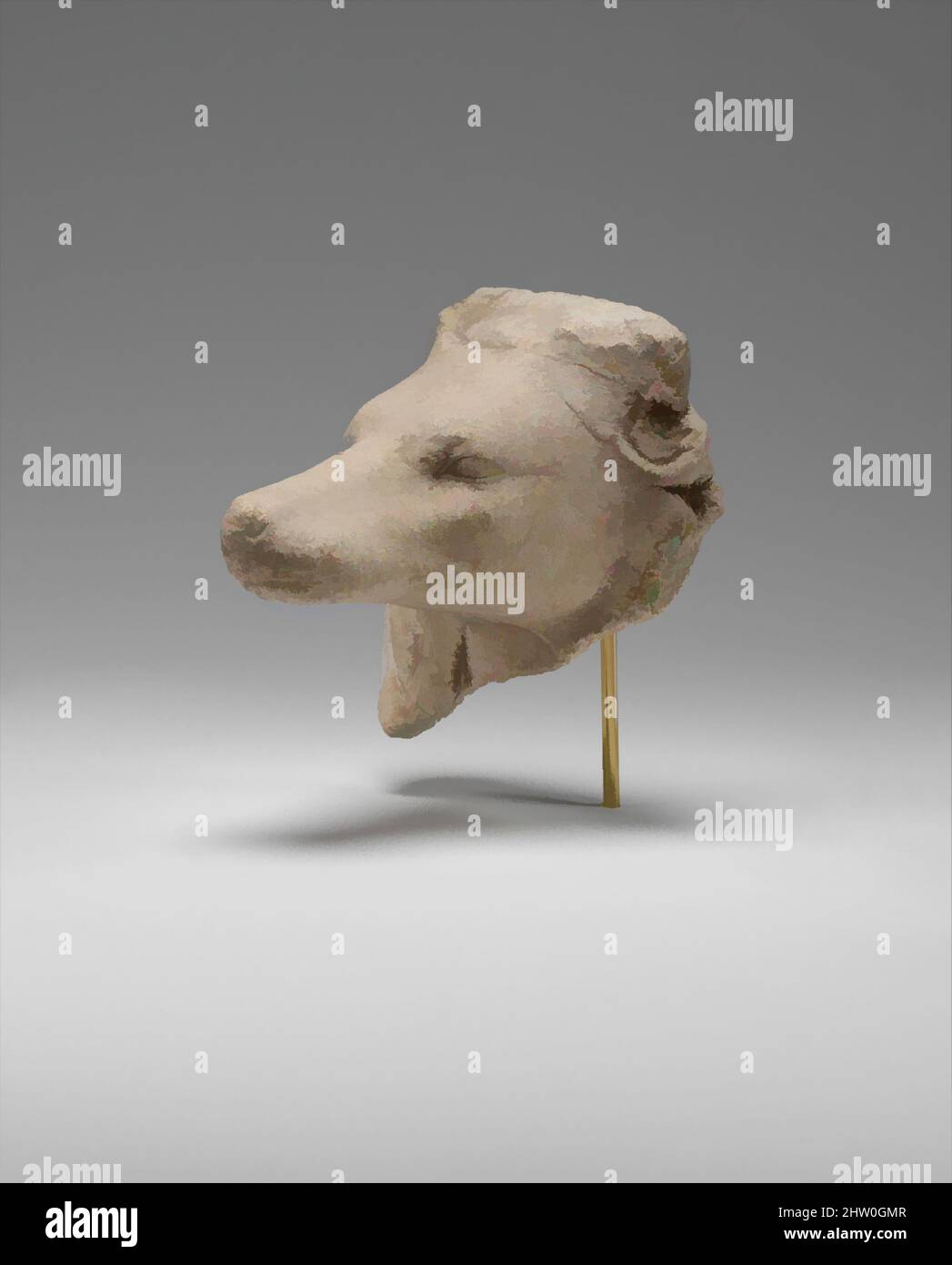 Art inspired by Head of a Canid, possibly a Jackal, Late Period, Dynasty 26–30, 664–332 B.C., From Egypt, Gypsum plaster, 6.7 x 6.4 cm (2 5/8 x 2 1/2 in, Classic works modernized by Artotop with a splash of modernity. Shapes, color and value, eye-catching visual impact on art. Emotions through freedom of artworks in a contemporary way. A timeless message pursuing a wildly creative new direction. Artists turning to the digital medium and creating the Artotop NFT Stock Photo