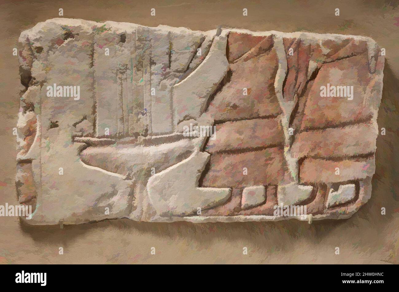 Art inspired by Relief with foreign musicians, New Kingdom, Amarna Period, Dynasty 18, ca. 1353–1336 B.C., From Egypt; Probably from Middle Egypt, Hermopolis (Ashmunein; Khemenu); Probably originally from Amarna (Akhetaten), Limestone, paint (mostly modern), h. 22.8 cm (9 in); w. 25.4, Classic works modernized by Artotop with a splash of modernity. Shapes, color and value, eye-catching visual impact on art. Emotions through freedom of artworks in a contemporary way. A timeless message pursuing a wildly creative new direction. Artists turning to the digital medium and creating the Artotop NFT Stock Photo