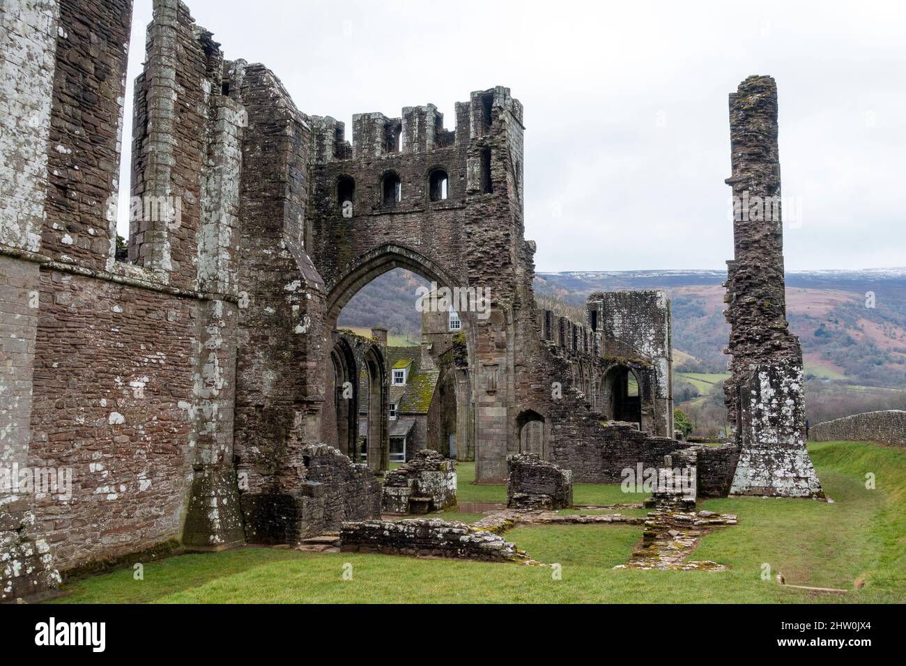 Llanthony Priory in the Black Mountains area of the Brecon Beacons National Park in Monmouthshire, south east Wales Stock Photo