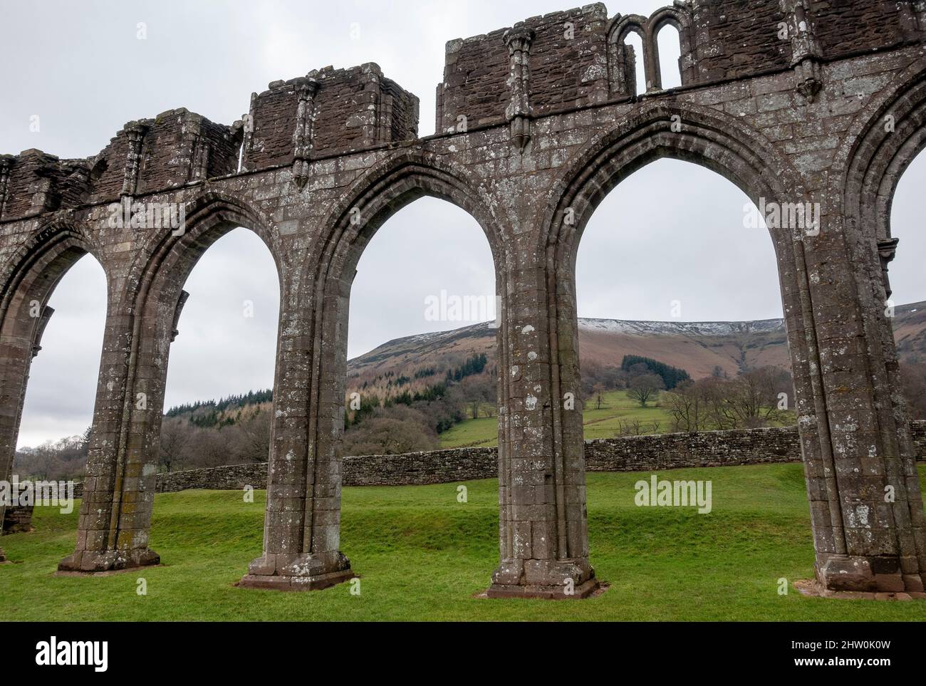 Llanthony Priory in the Black Mountains area of the Brecon Beacons National Park in Monmouthshire, south east Wales Stock Photo