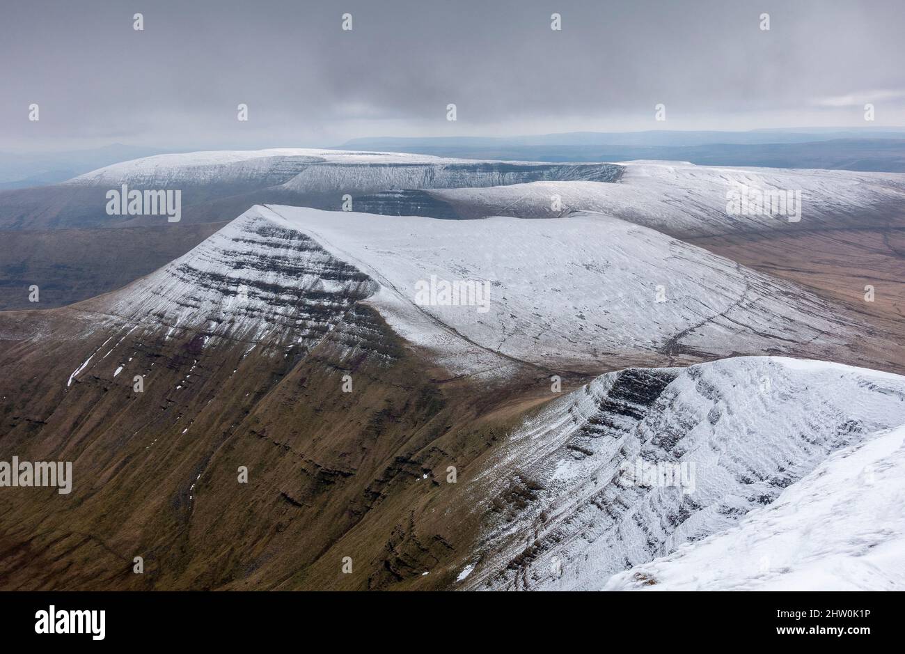Snow covered Pen Y Fan in the Brecon Beacons National Park, Wales, UK Stock Photo
