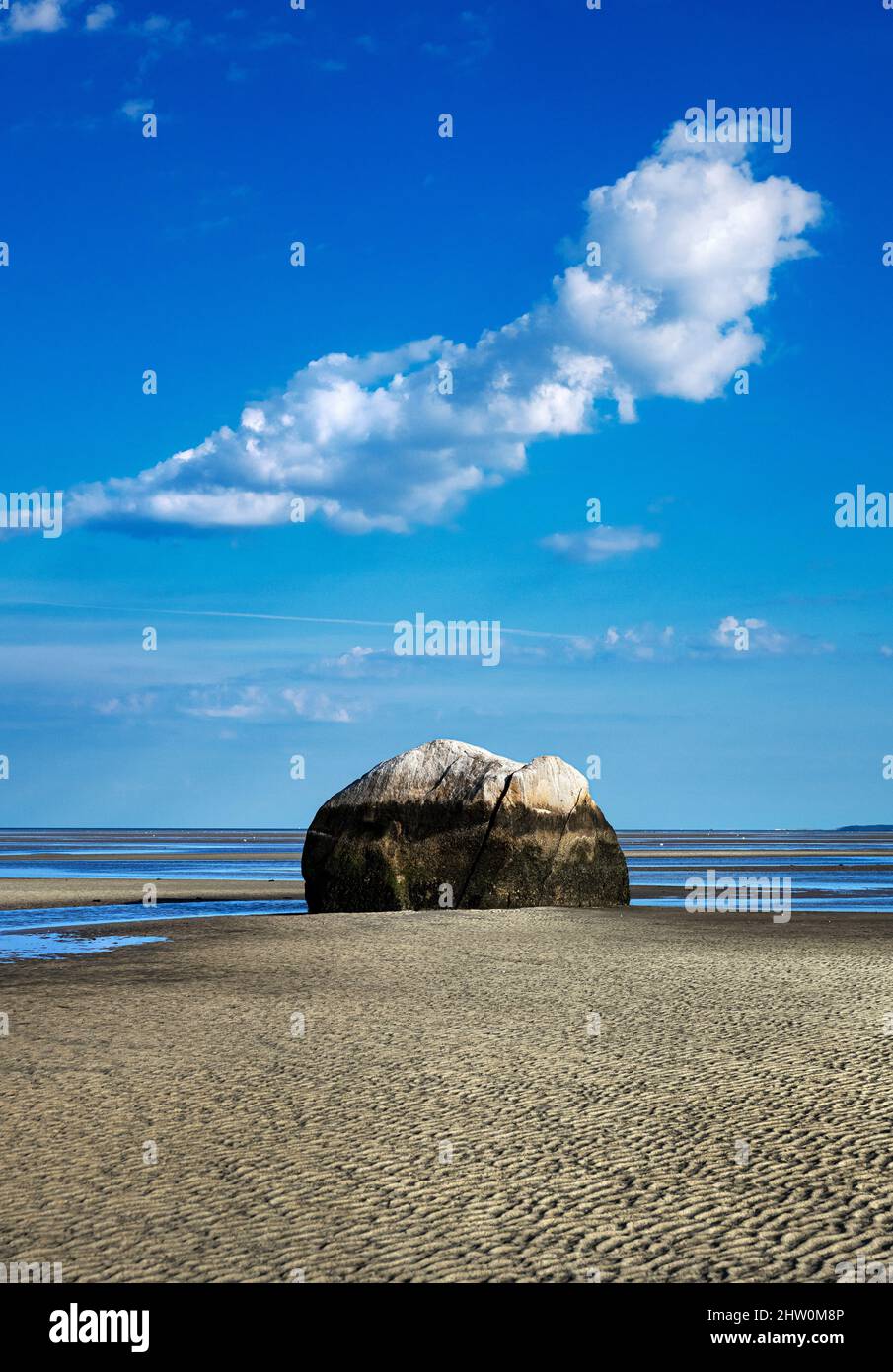 Beach boulder at Rock Harbor, Cape Cod, Massachusetts, USA. Stock Photo