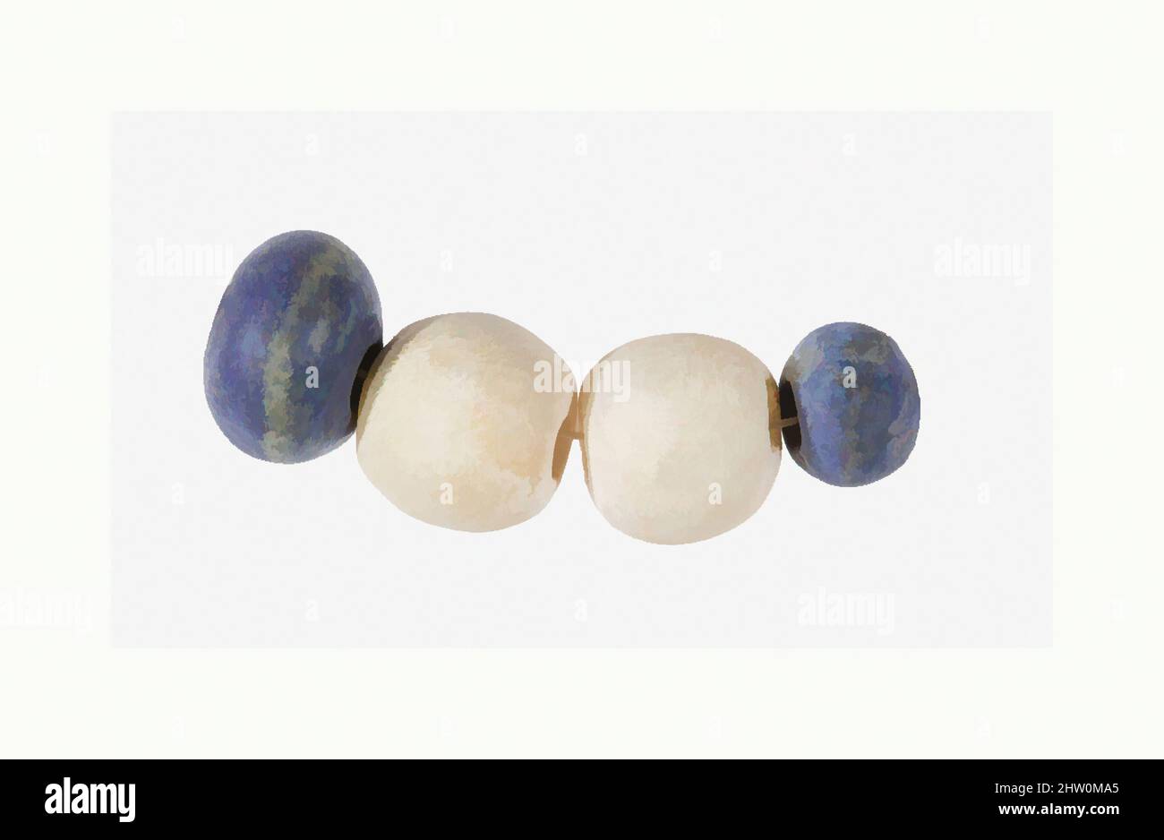 Art inspired by String of beads, Predynastic, Naqada II–Naqada III, ca. 3650–3100 B.C., From Egypt, Northern Upper Egypt, Abadiya or Hiw, EEF excavations 1898–99, Lapis lazuli, travertine (Egyptian alabaster), L. 4.5 cm (1 3/4 in, Classic works modernized by Artotop with a splash of modernity. Shapes, color and value, eye-catching visual impact on art. Emotions through freedom of artworks in a contemporary way. A timeless message pursuing a wildly creative new direction. Artists turning to the digital medium and creating the Artotop NFT Stock Photo