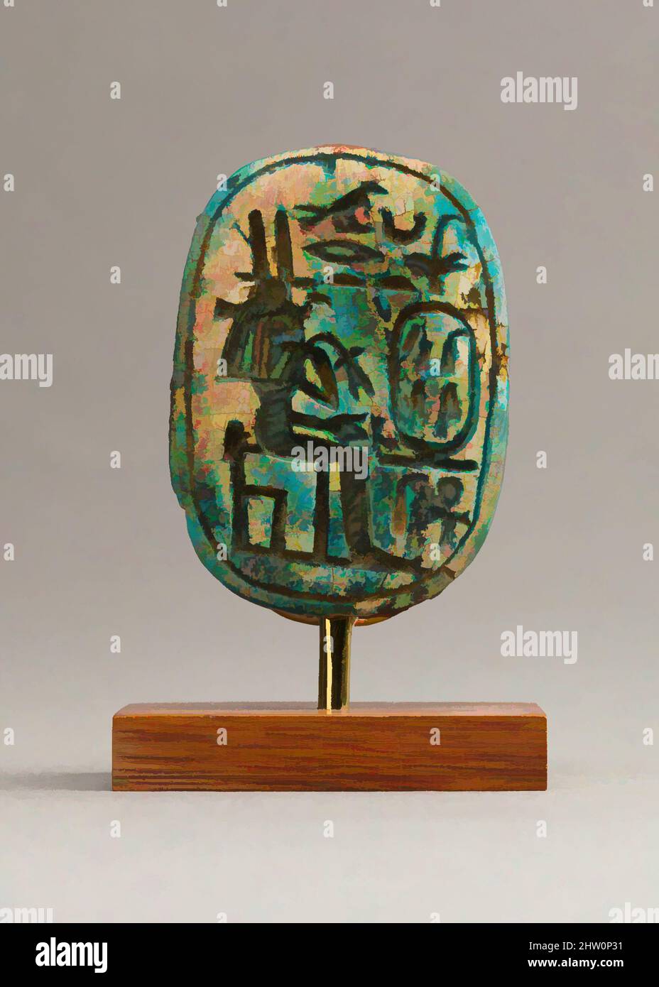 Art inspired by Scarab Depicting Queen Tiye, New Kingdom, Dynasty 18, ca. 1390–1352 B.C., From Egypt, Glazed steatite, L. 4.3 cm (1 11/16 in.); W. 3 cm (1 3/16 in.); H. 2.1 cm (13/16 in, Classic works modernized by Artotop with a splash of modernity. Shapes, color and value, eye-catching visual impact on art. Emotions through freedom of artworks in a contemporary way. A timeless message pursuing a wildly creative new direction. Artists turning to the digital medium and creating the Artotop NFT Stock Photo