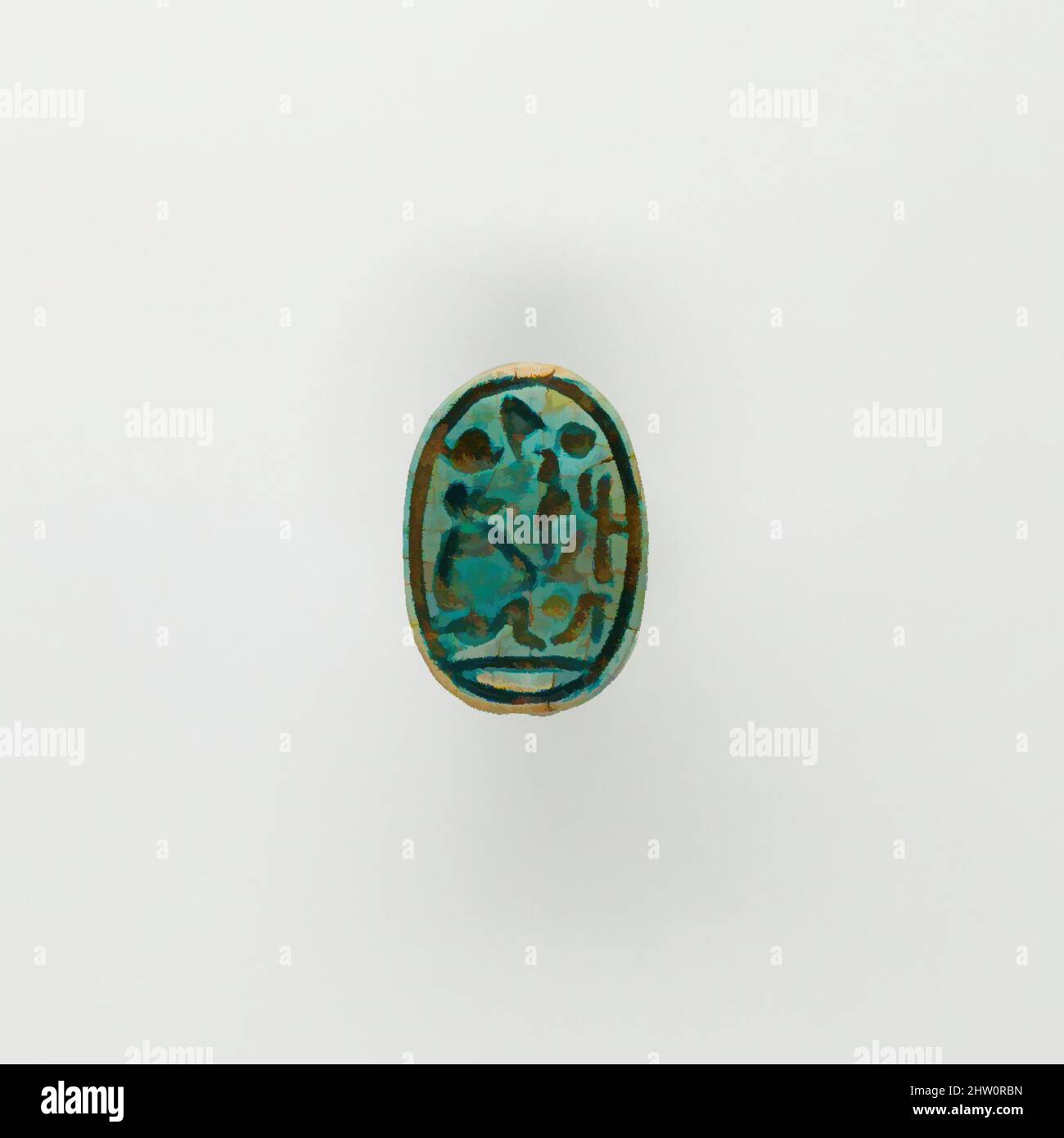Art inspired by Scarab, New Kingdom, Ramesside, Dynasty 19–20, ca. 1295–1070 B.C., From Egypt, Faience, Classic works modernized by Artotop with a splash of modernity. Shapes, color and value, eye-catching visual impact on art. Emotions through freedom of artworks in a contemporary way. A timeless message pursuing a wildly creative new direction. Artists turning to the digital medium and creating the Artotop NFT Stock Photo