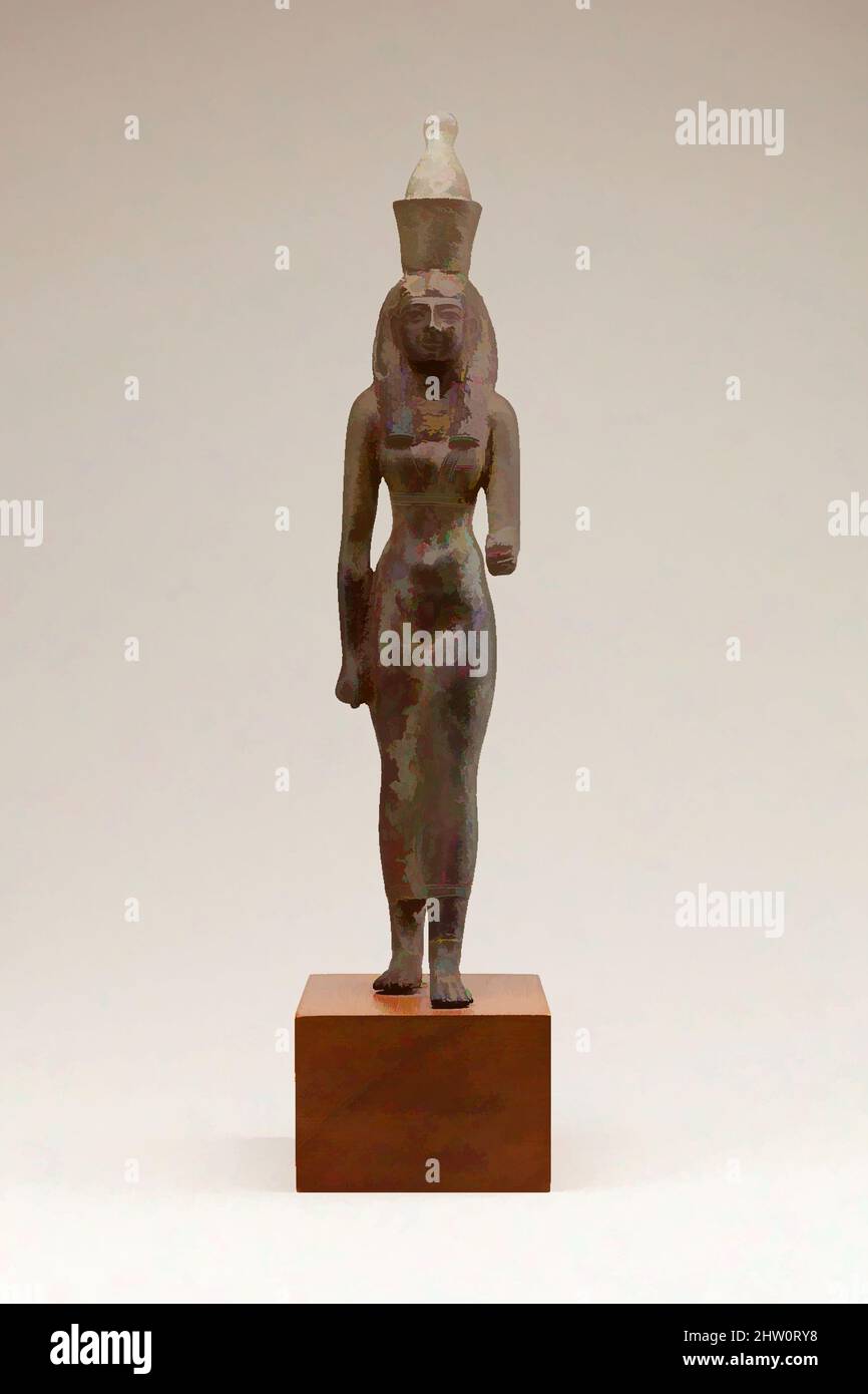 Art inspired by Statuette of Mut or Nekhbet, Third Intermediate Period–Kushite Period, Dynasty 21–25, ca. 1070–664 B.C., From Egypt, Cupreous alloy, Classic works modernized by Artotop with a splash of modernity. Shapes, color and value, eye-catching visual impact on art. Emotions through freedom of artworks in a contemporary way. A timeless message pursuing a wildly creative new direction. Artists turning to the digital medium and creating the Artotop NFT Stock Photo